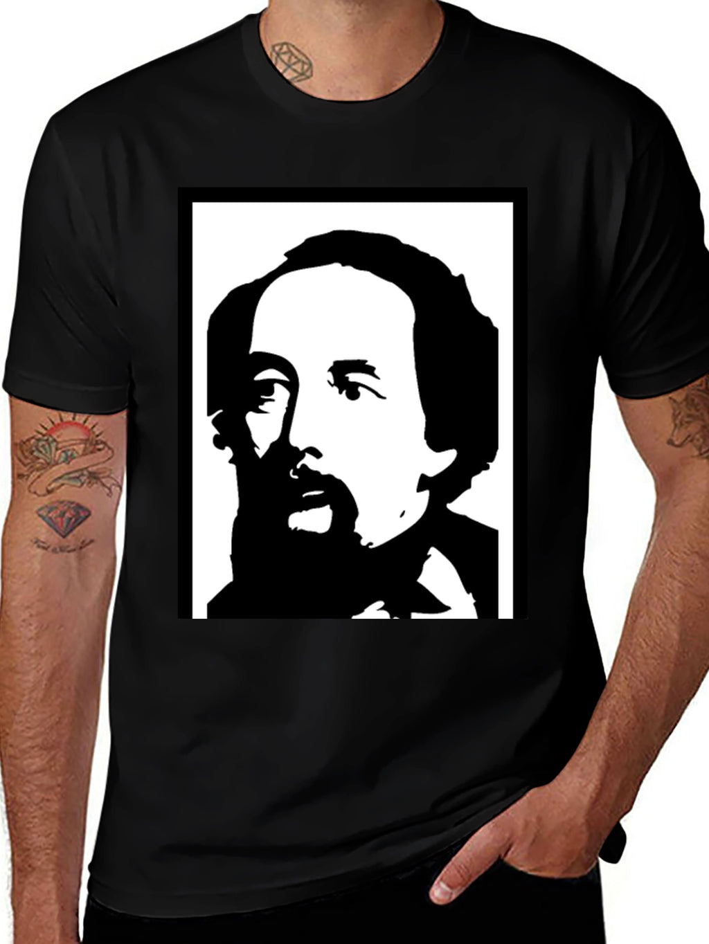 Charles Dickens Black T-Shirt Portrait Tee