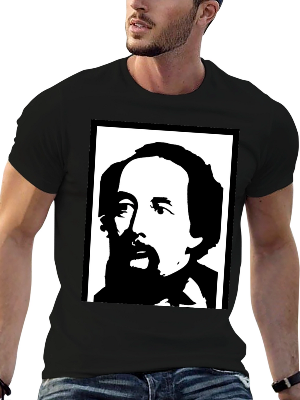 Charles Dickens Black T-Shirt Portrait Tee