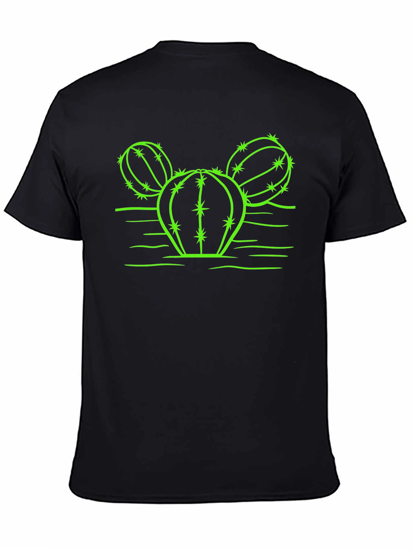 Cactus Graphic T-Shirt - Neon Green Design on Black