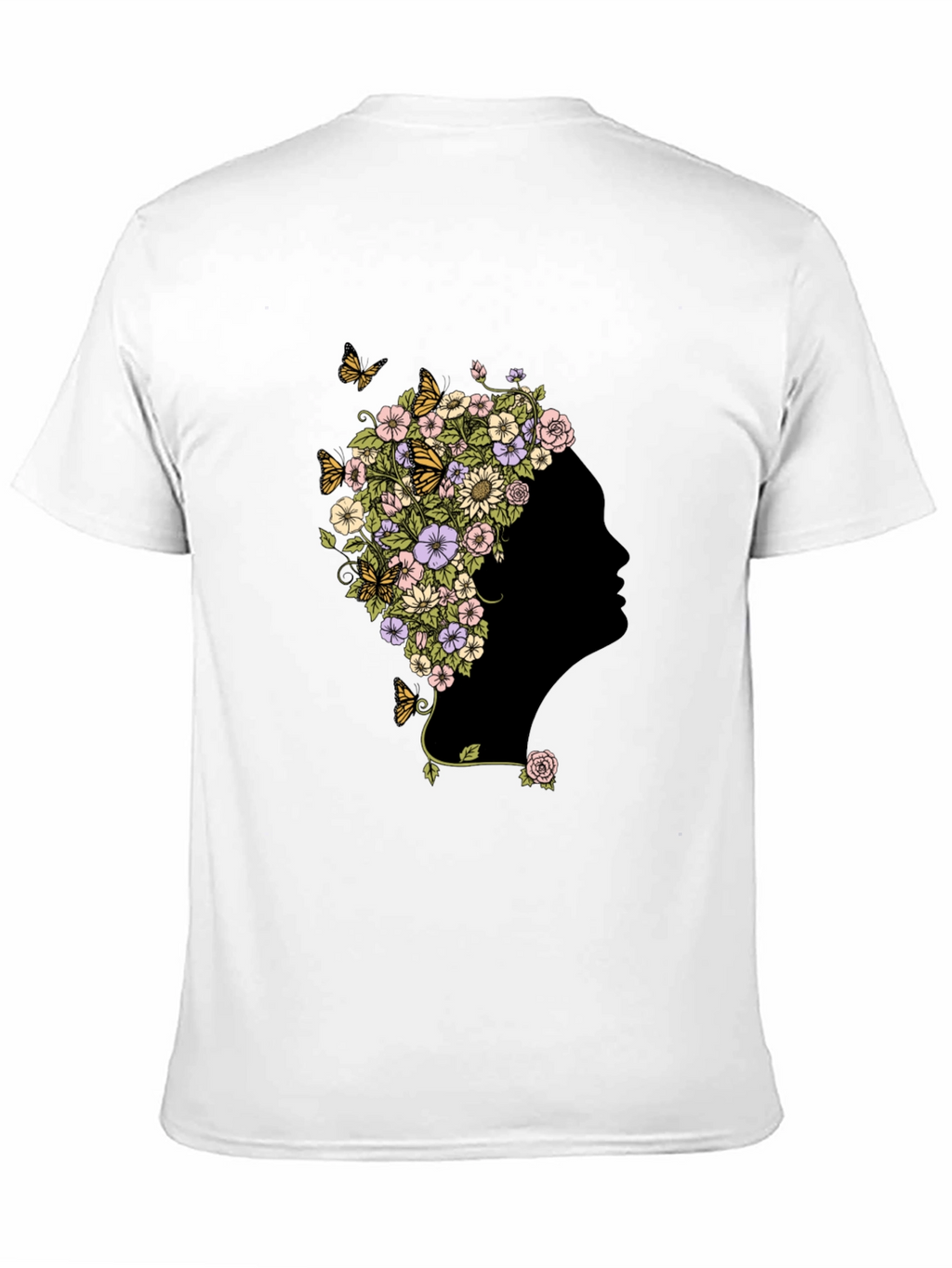 Floral Silhouette Graphic Black T-Shirt