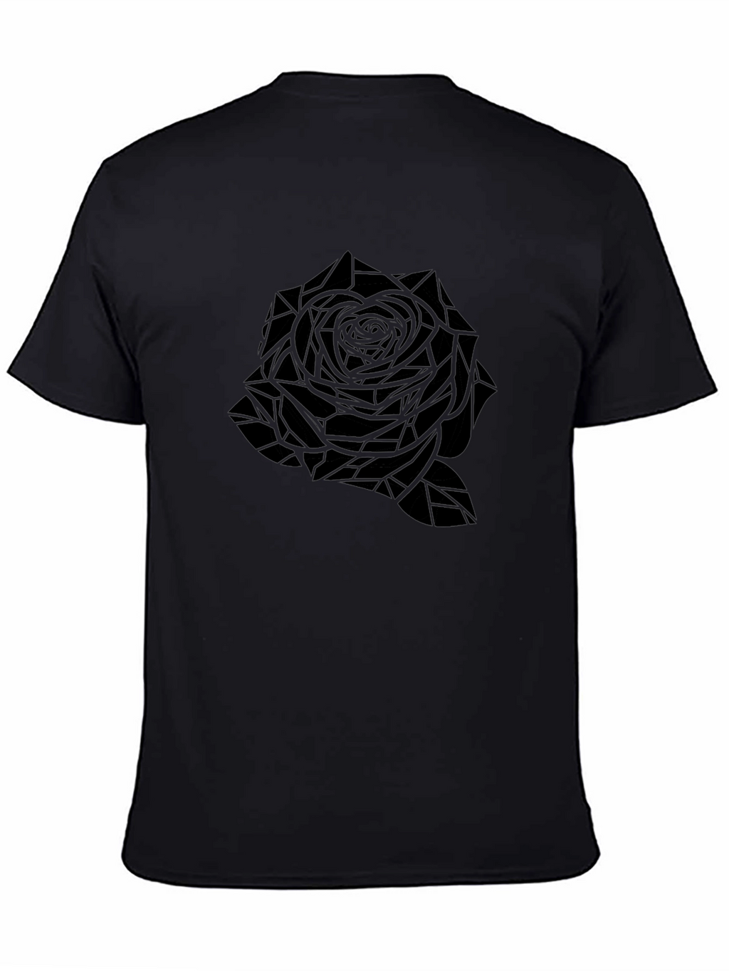 Geometric Rose Graphic T-Shirt - Black