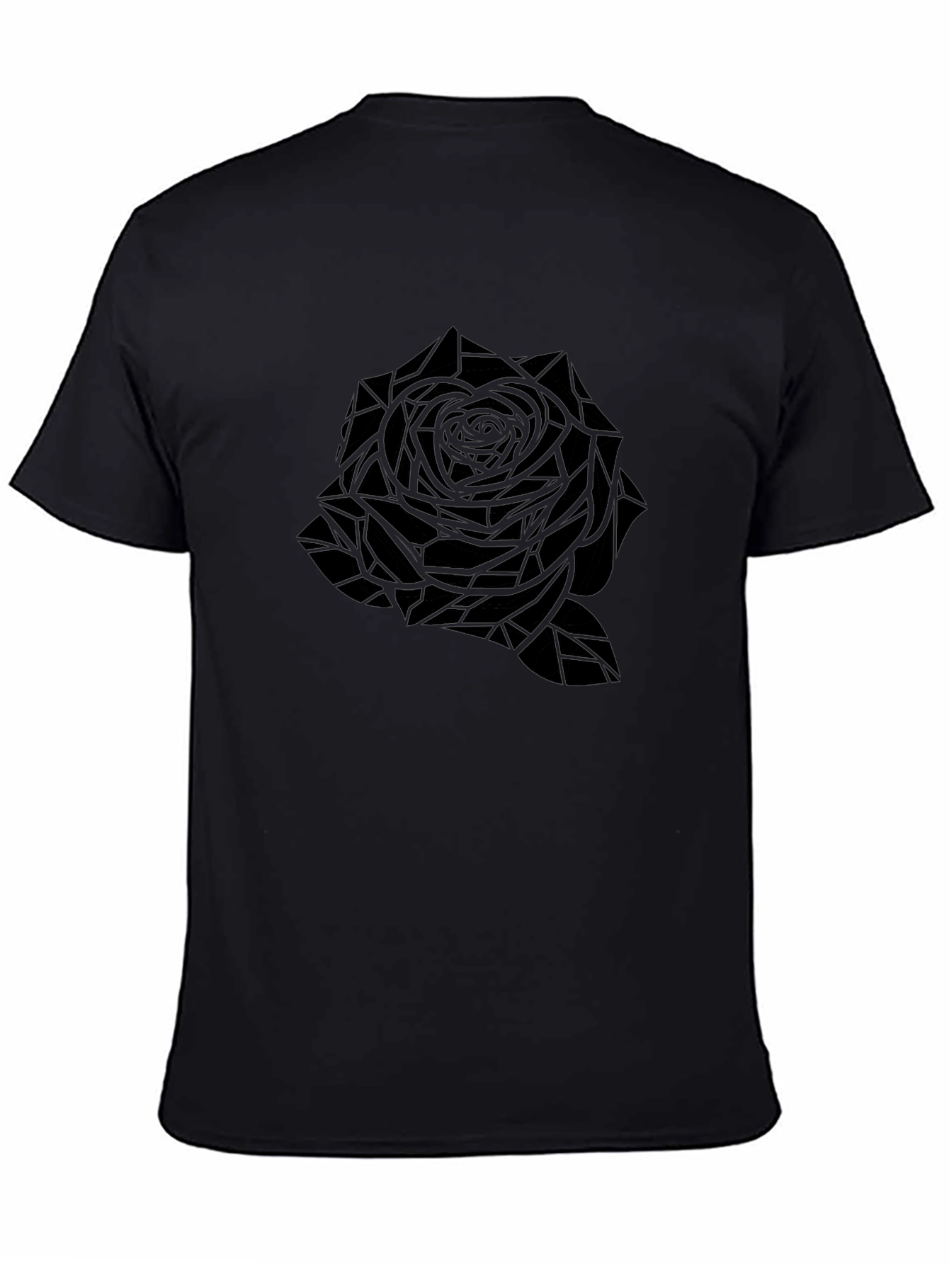 Geometric Rose Graphic T-Shirt - Black
