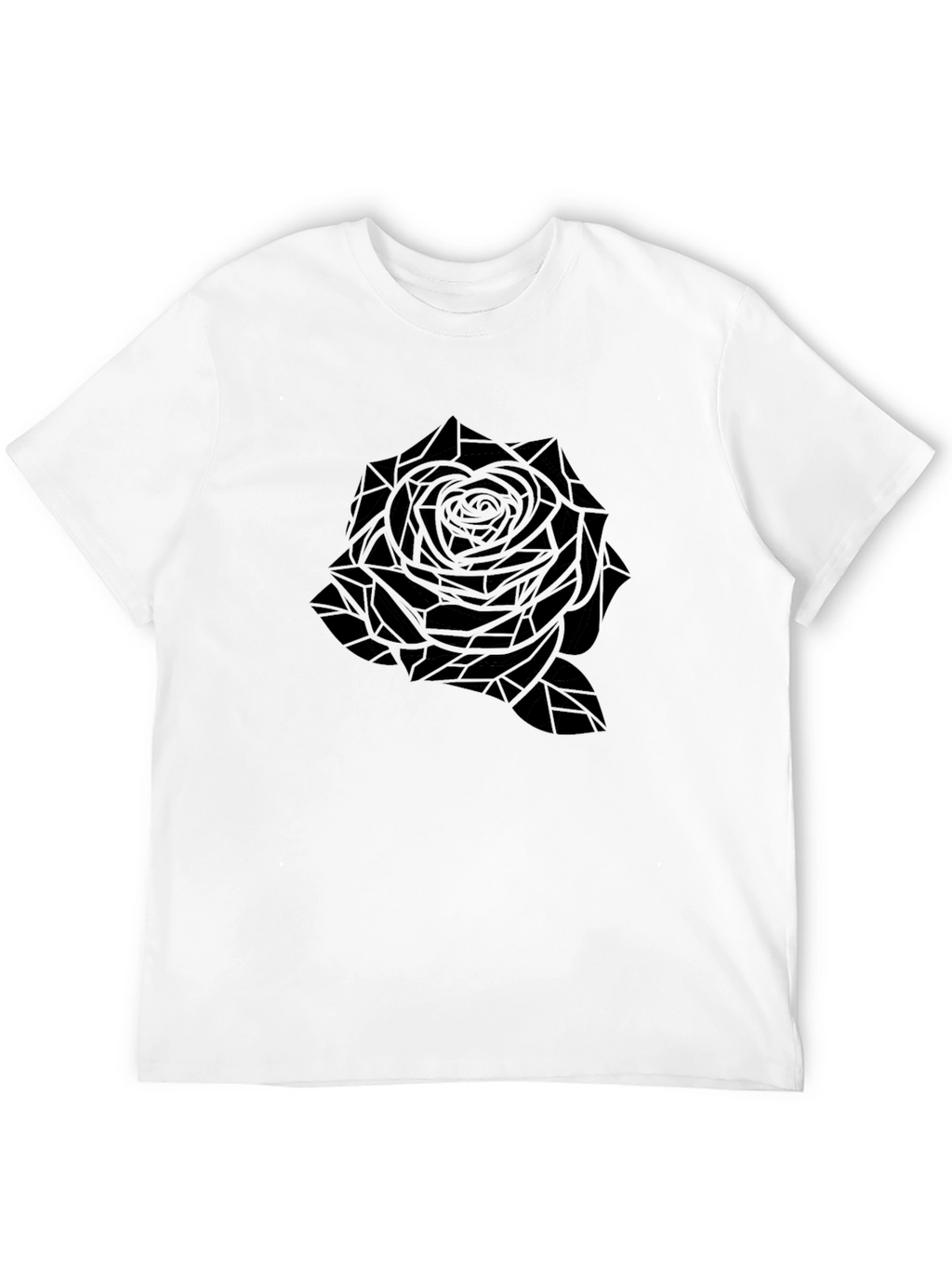 Geometric Rose Graphic T-Shirt - Black