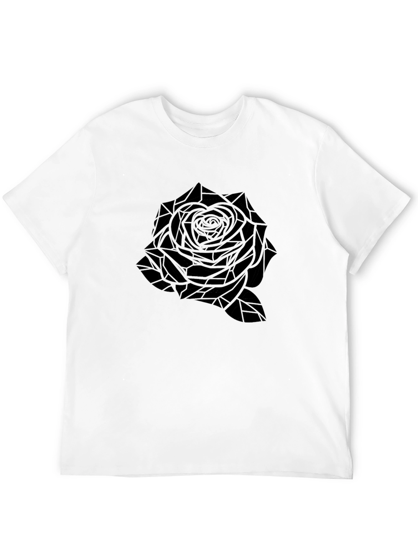 Geometric Rose Graphic T-Shirt - Black