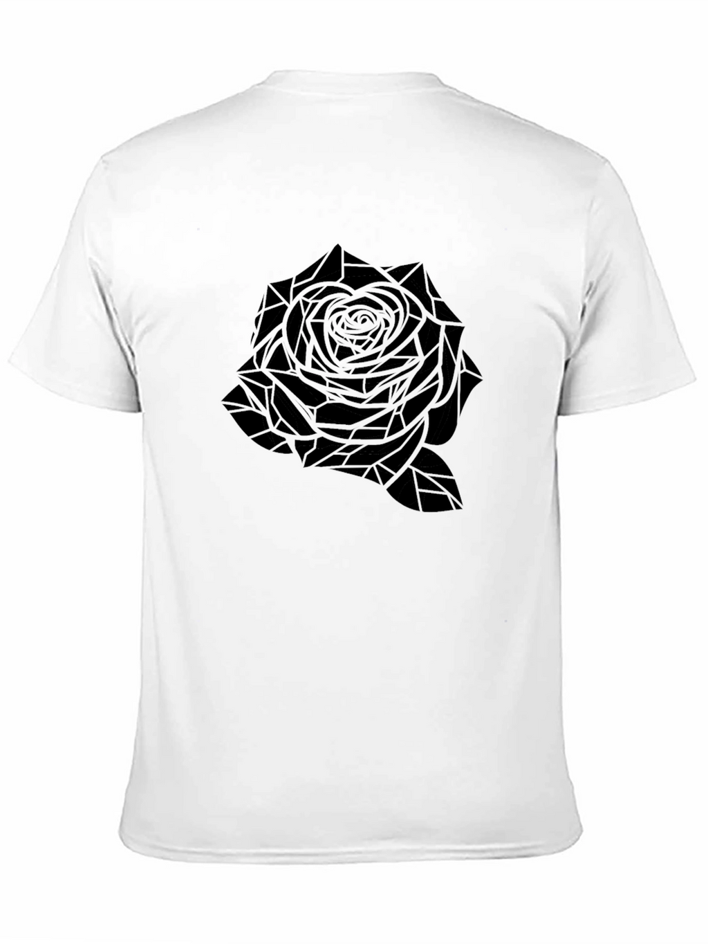 Geometric Rose Graphic T-Shirt - Black