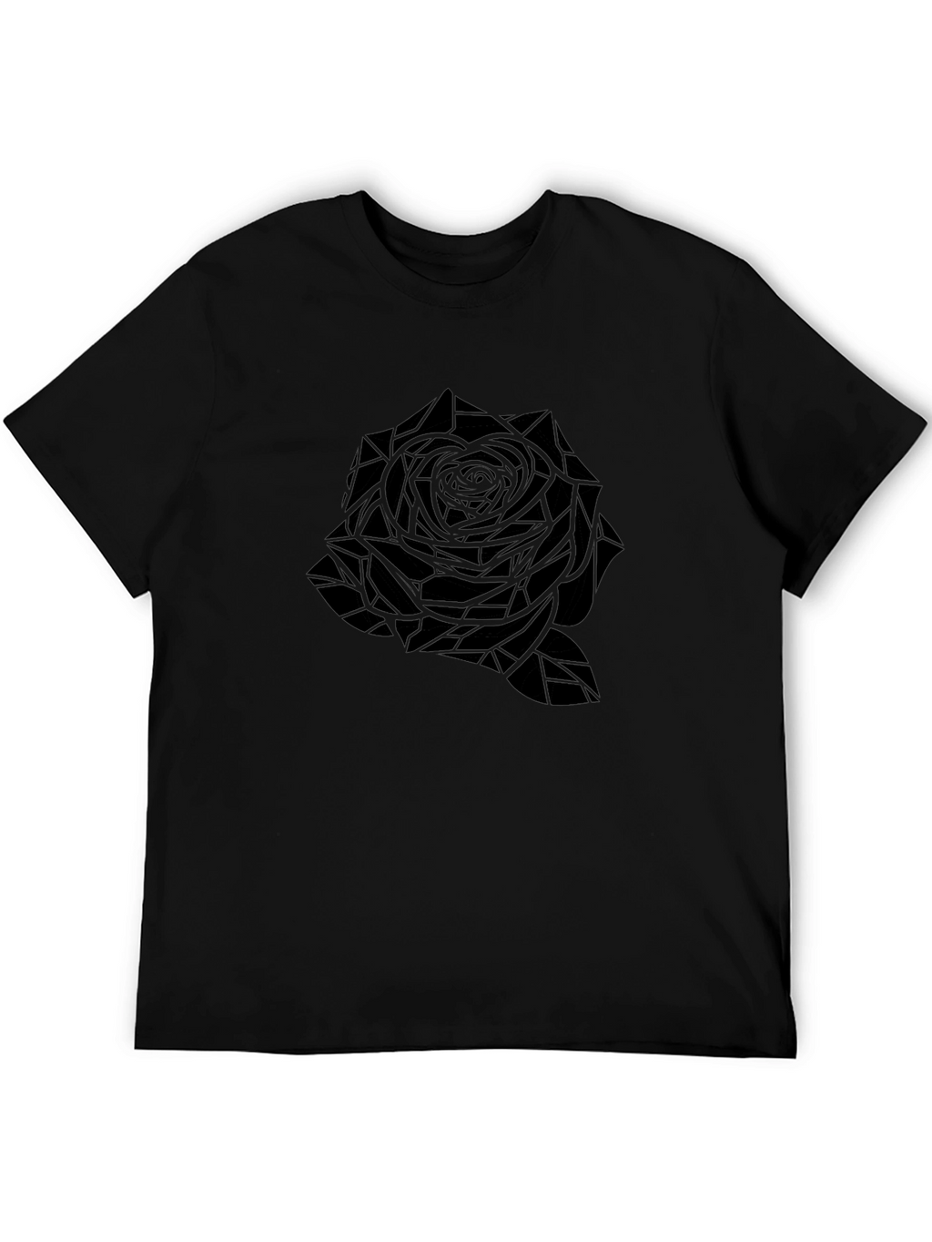 Geometric Rose Graphic T-Shirt - Black