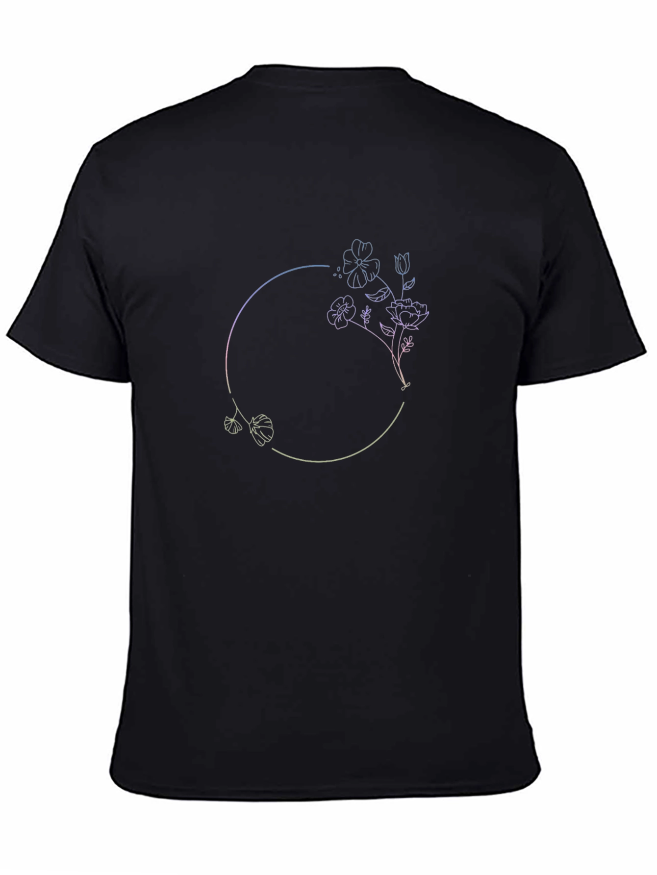 Floral Circle Graphic Tee - Soft Black Cotton