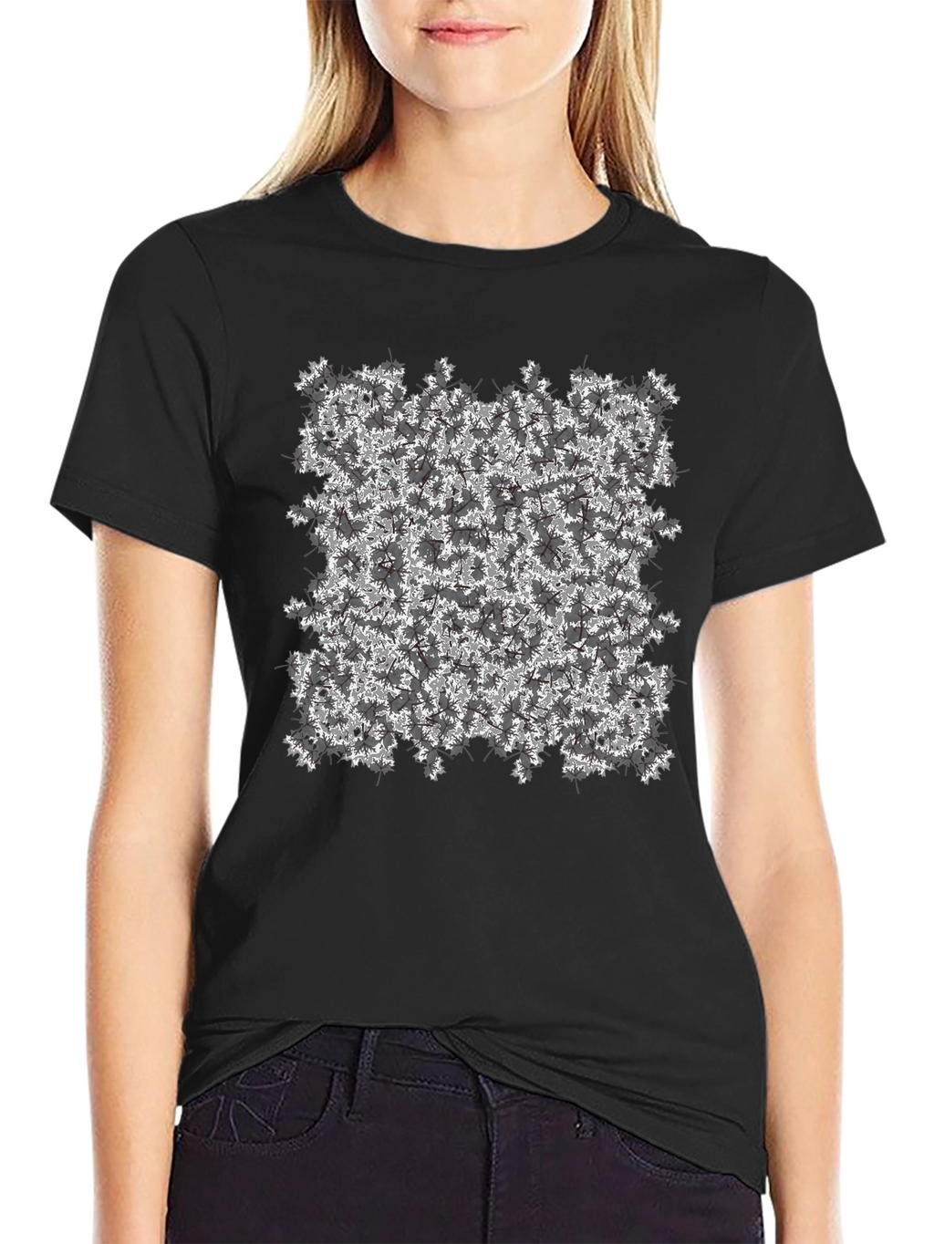 Floral Pattern Black T-Shirt