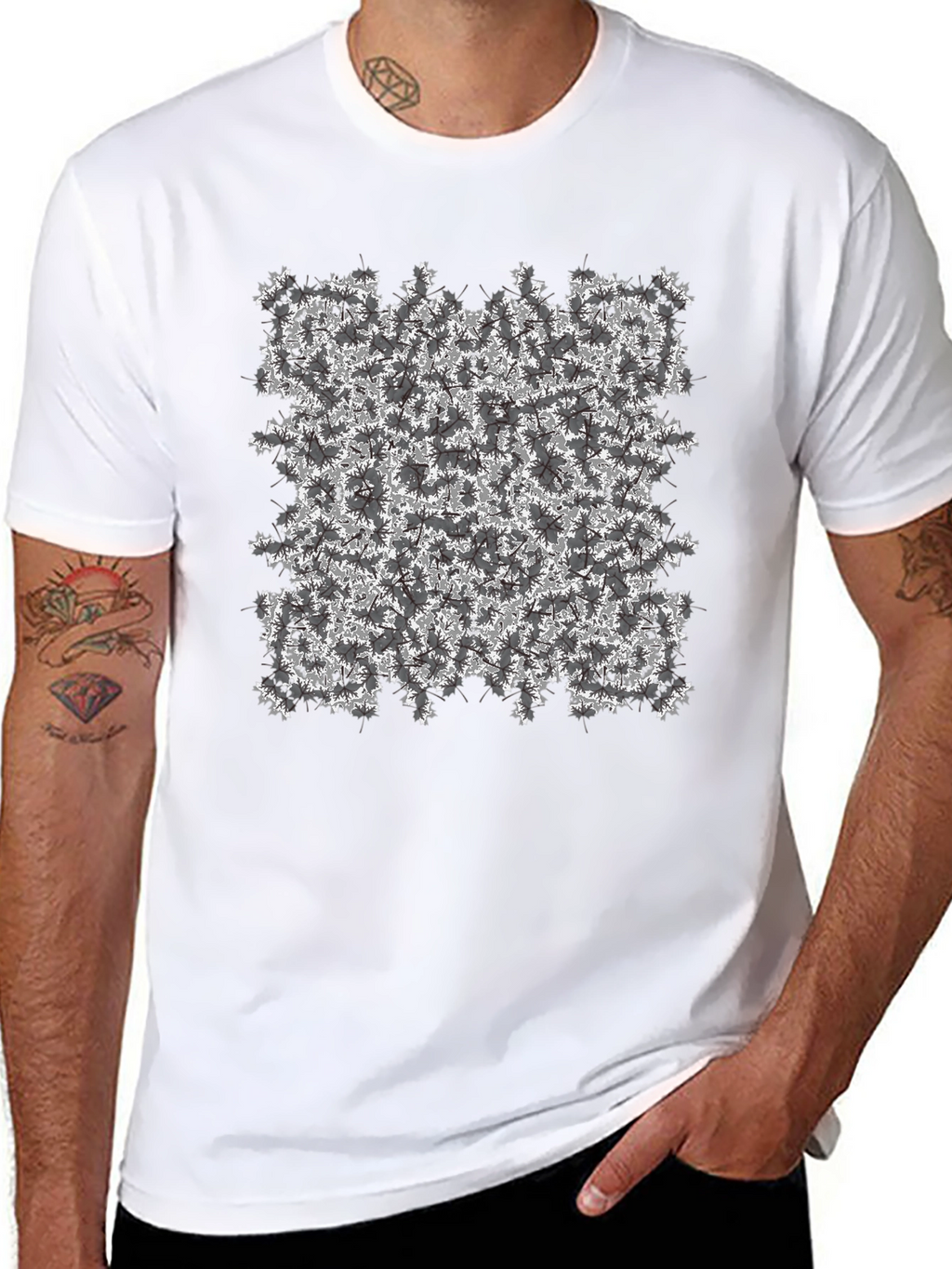 Floral Pattern Black T-Shirt