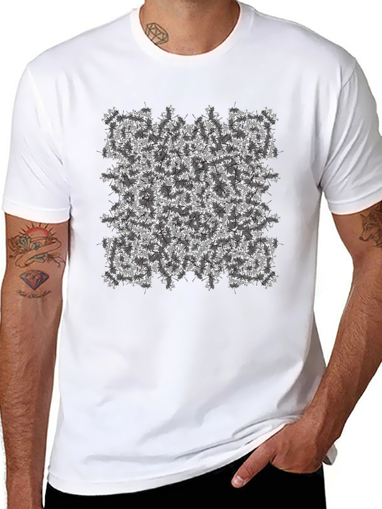 Floral Pattern Black T-Shirt