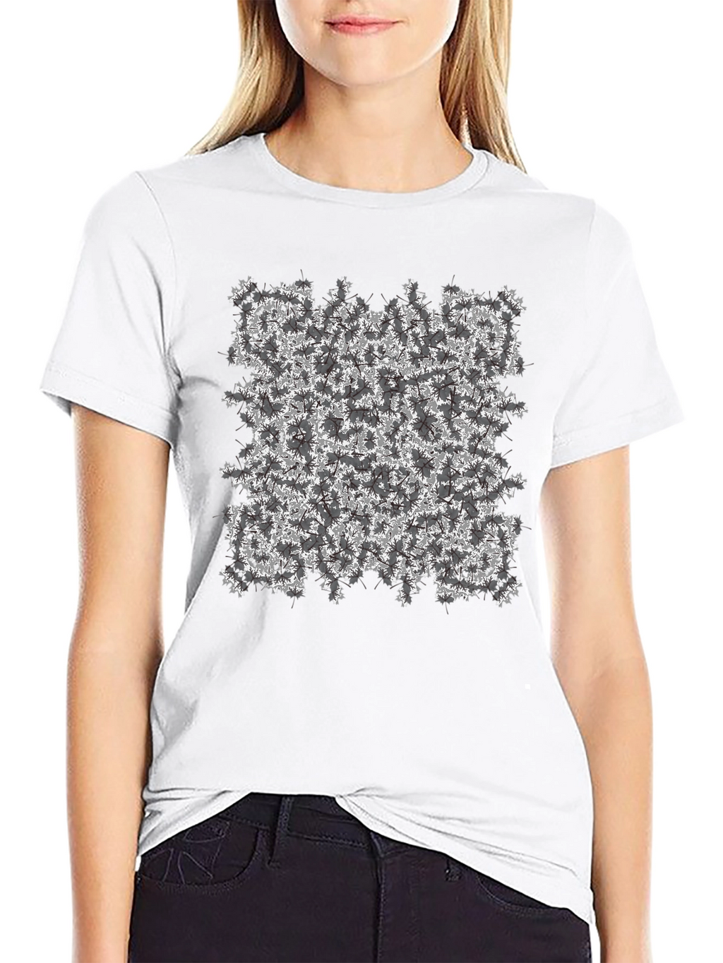 Floral Pattern Black T-Shirt