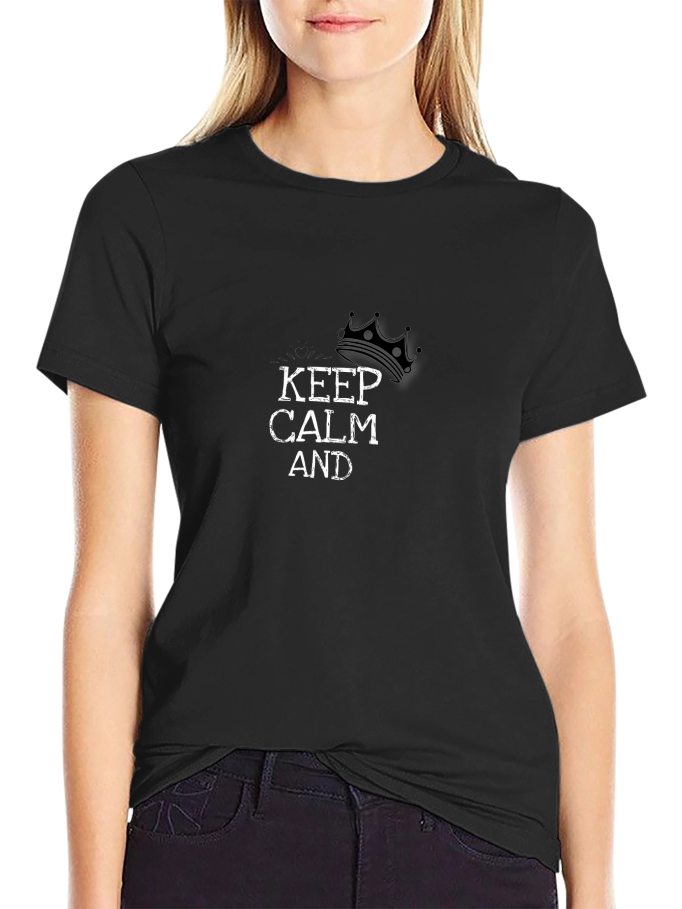 Keep Calm Crown Graphic Mens Black T-Shirt