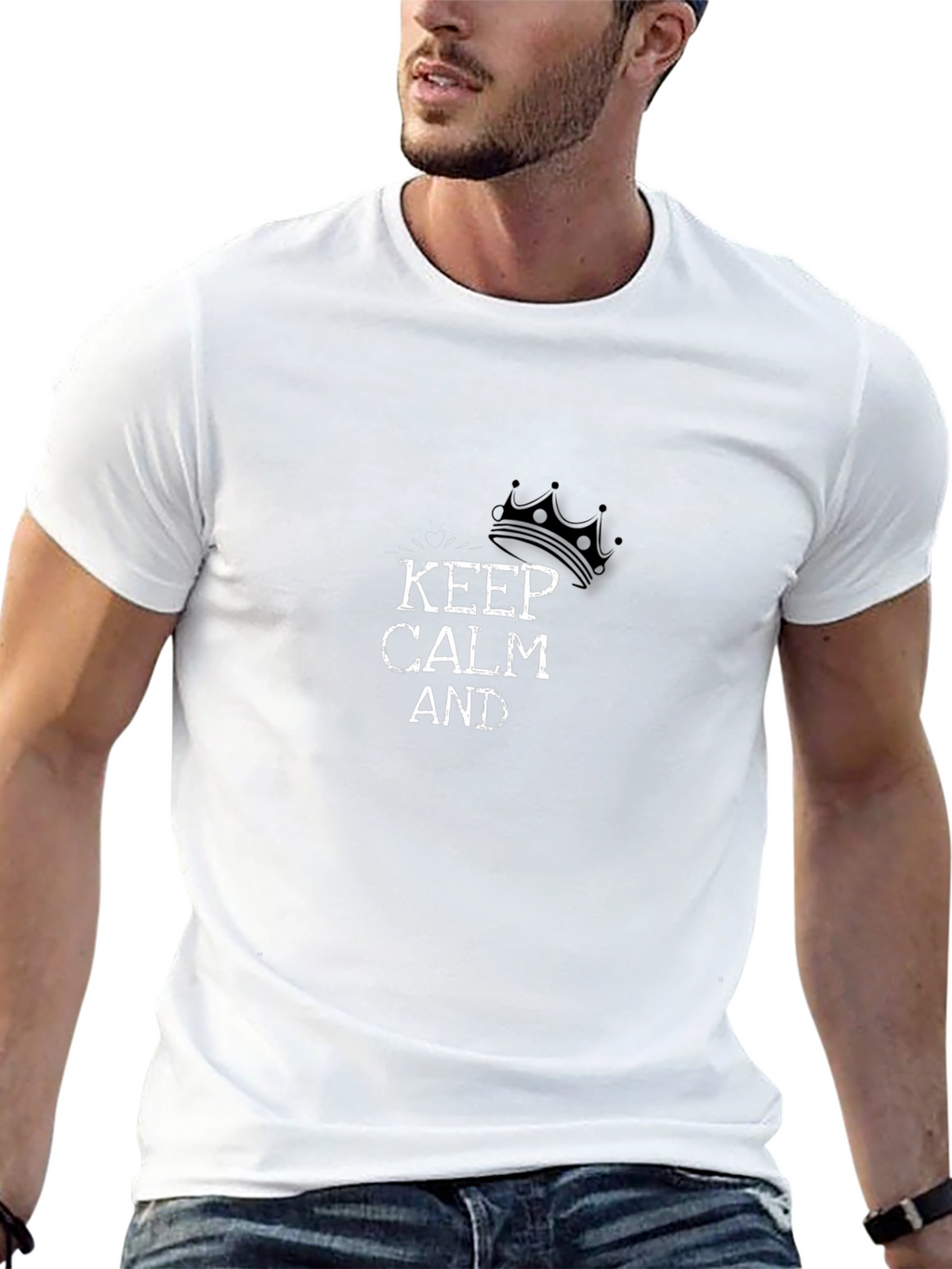 Keep Calm Crown Graphic Mens Black T-Shirt