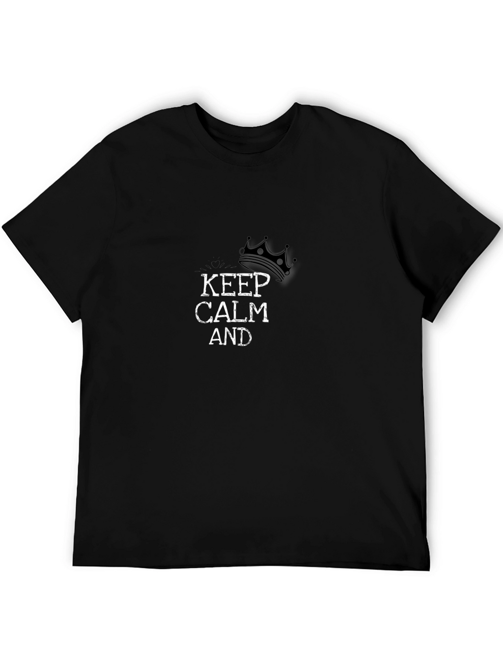Keep Calm Crown Graphic Mens Black T-Shirt