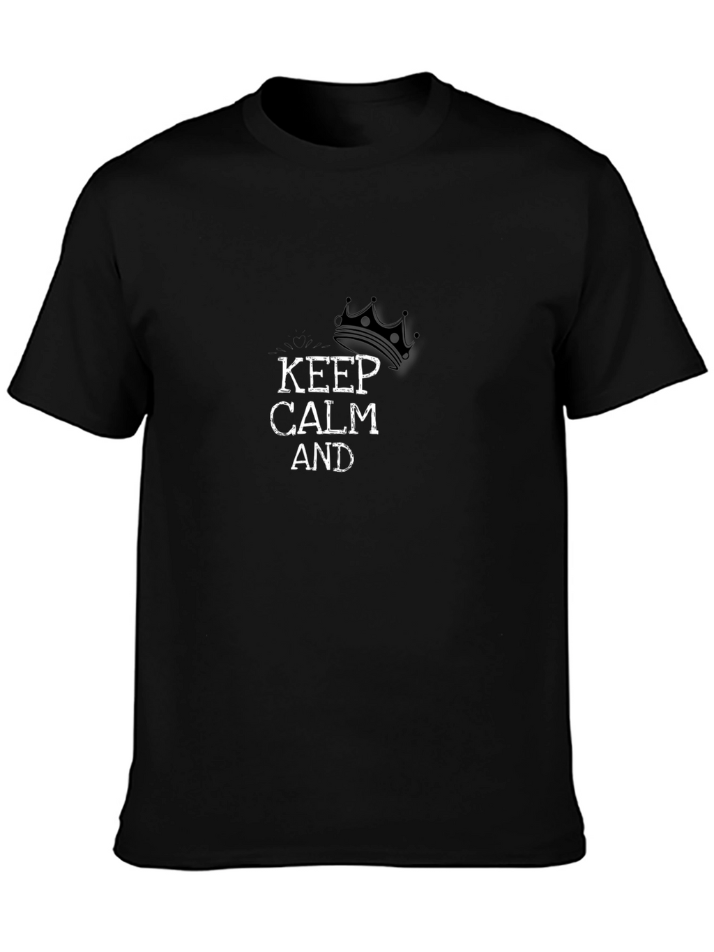 Keep Calm Crown Graphic Mens Black T-Shirt