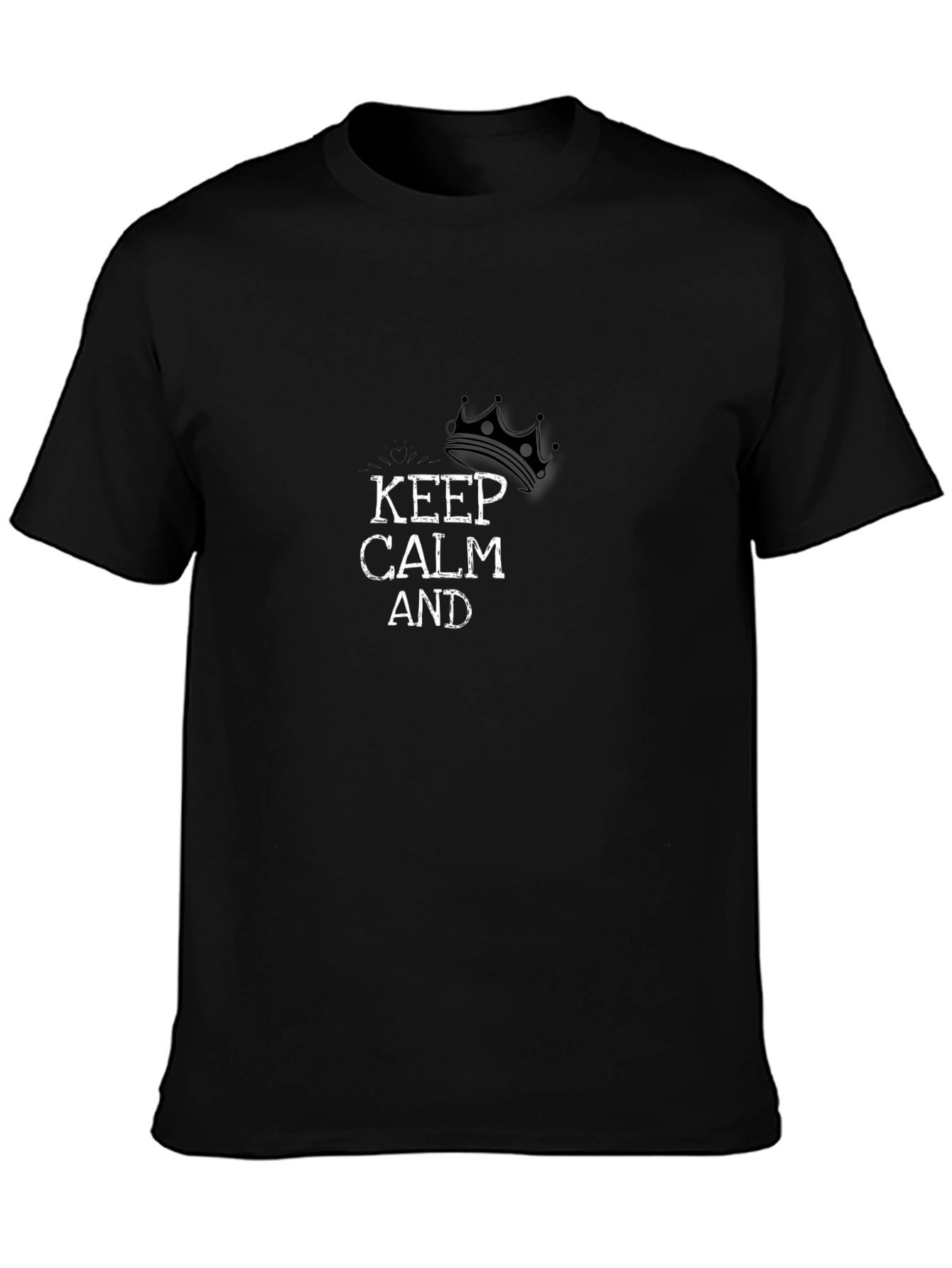 Keep Calm Crown Graphic Mens Black T-Shirt