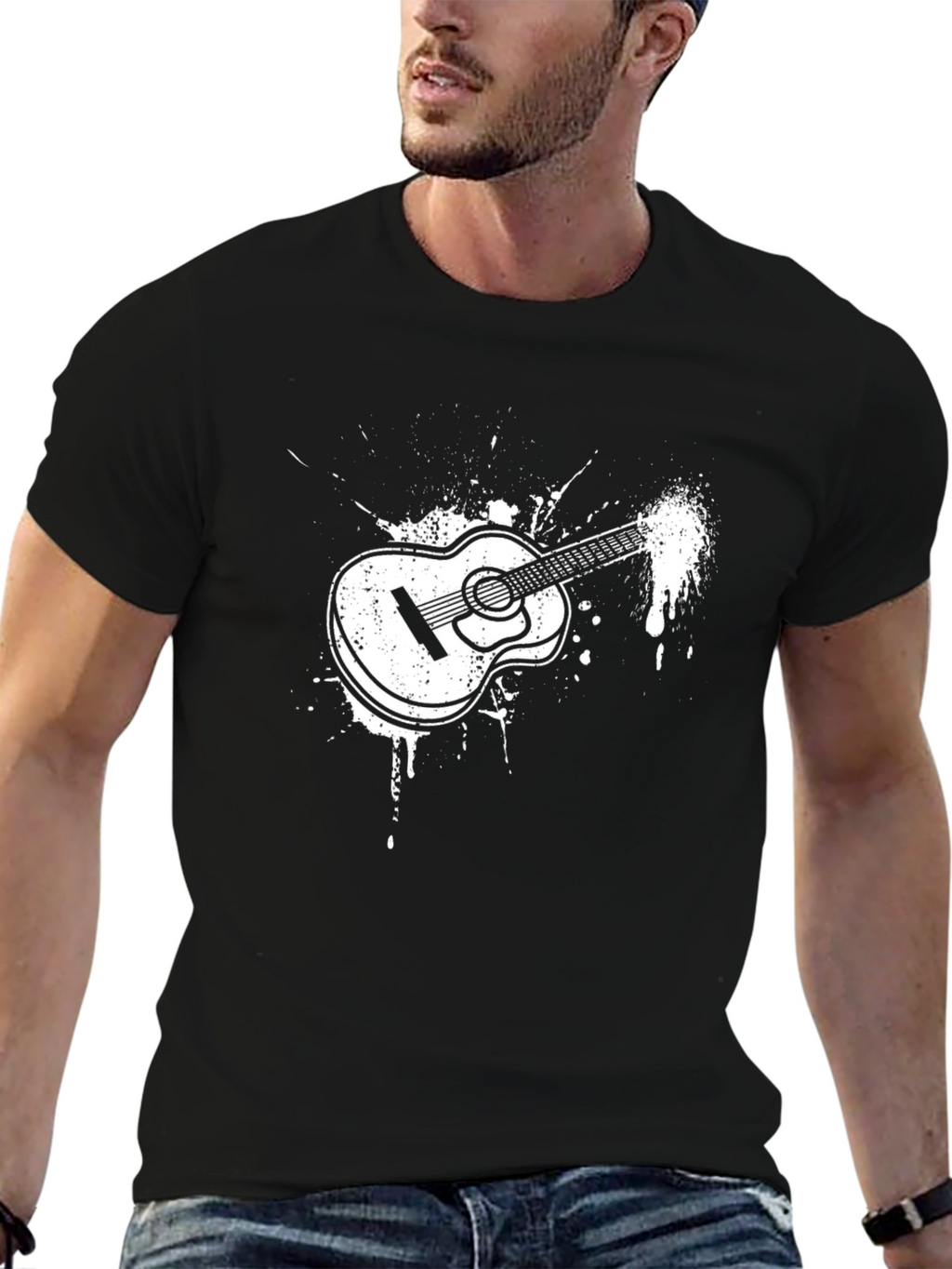 Guitar Splash T-Shirt - Black Graphic Tee