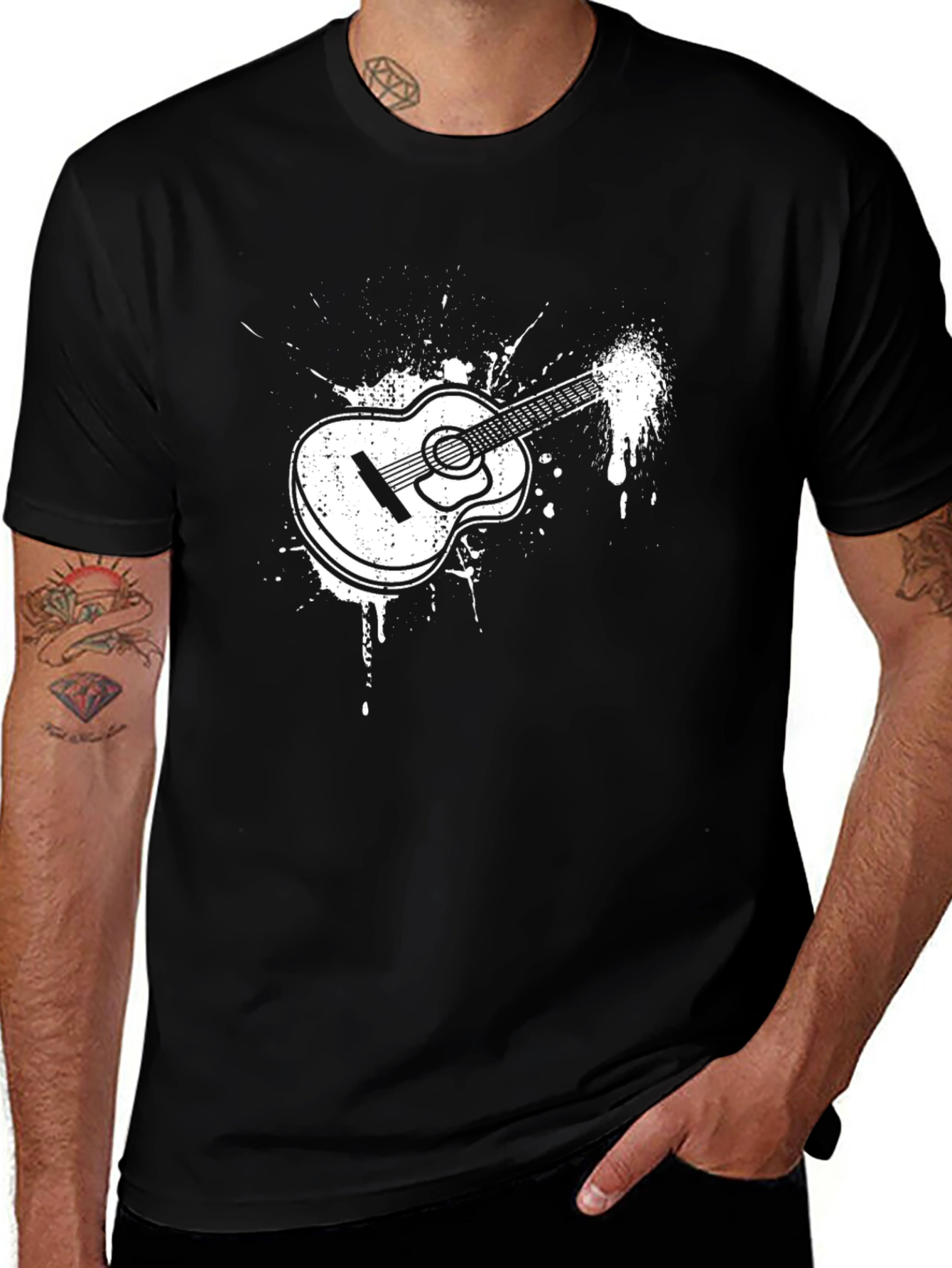 Guitar Splash T-Shirt - Black Graphic Tee