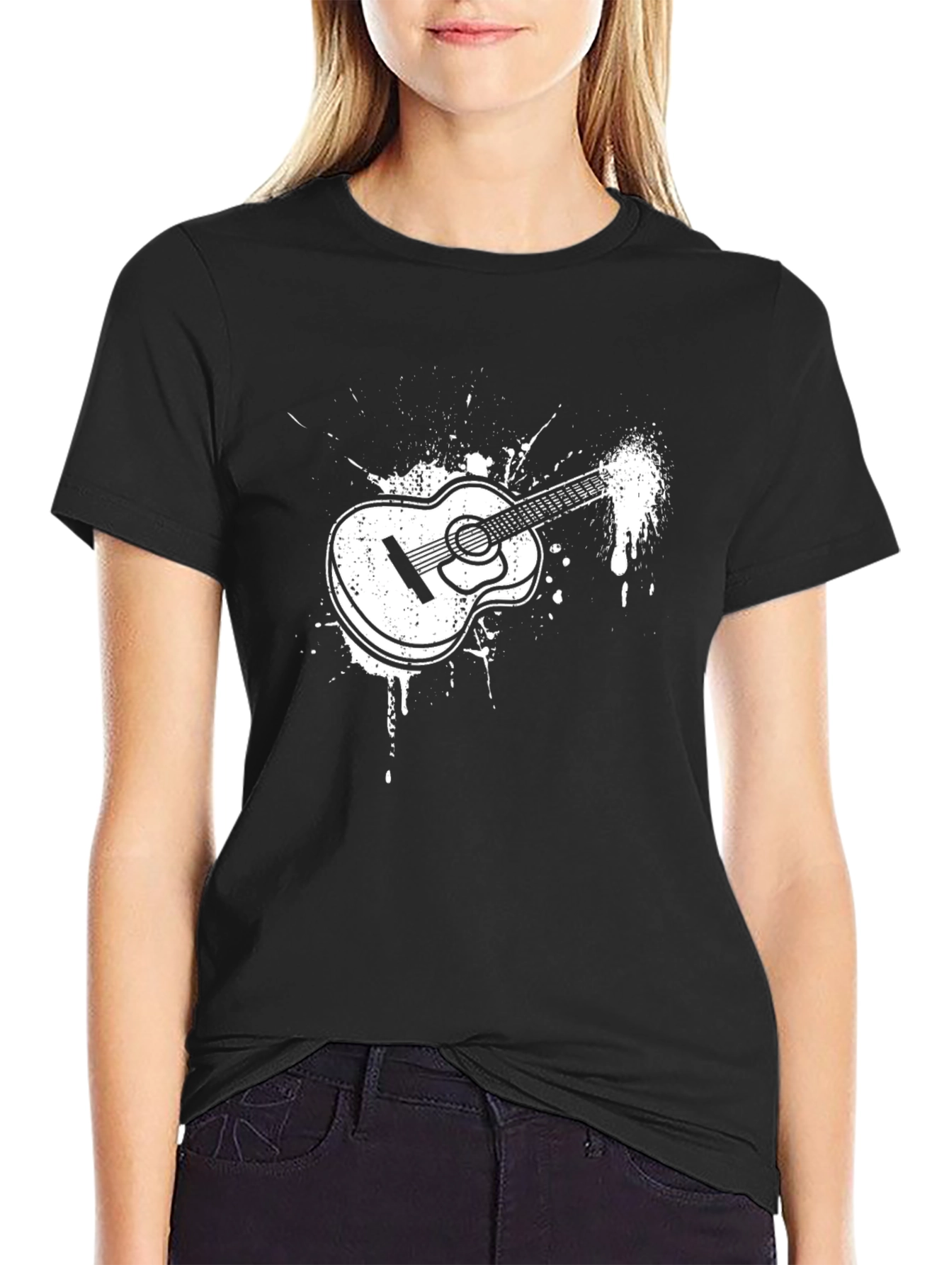 Guitar Splash T-Shirt - Black Graphic Tee
