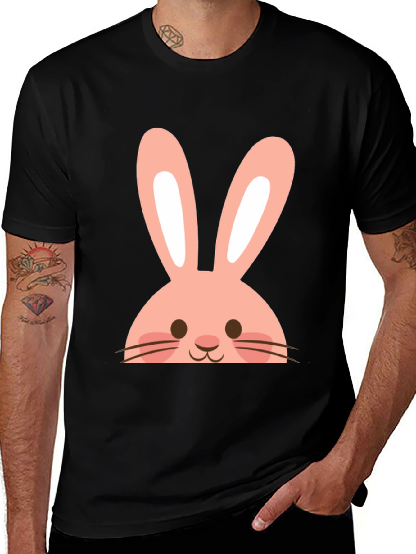 Easter Bunny Graphic Tee - Black