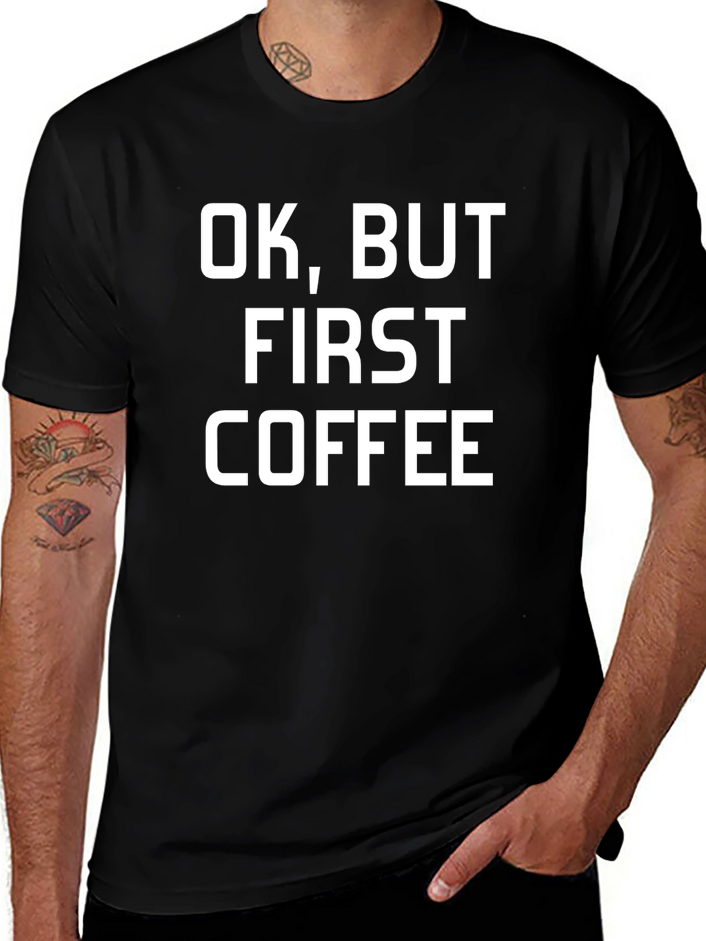 Ok But First Coffee Black Graphic Tee