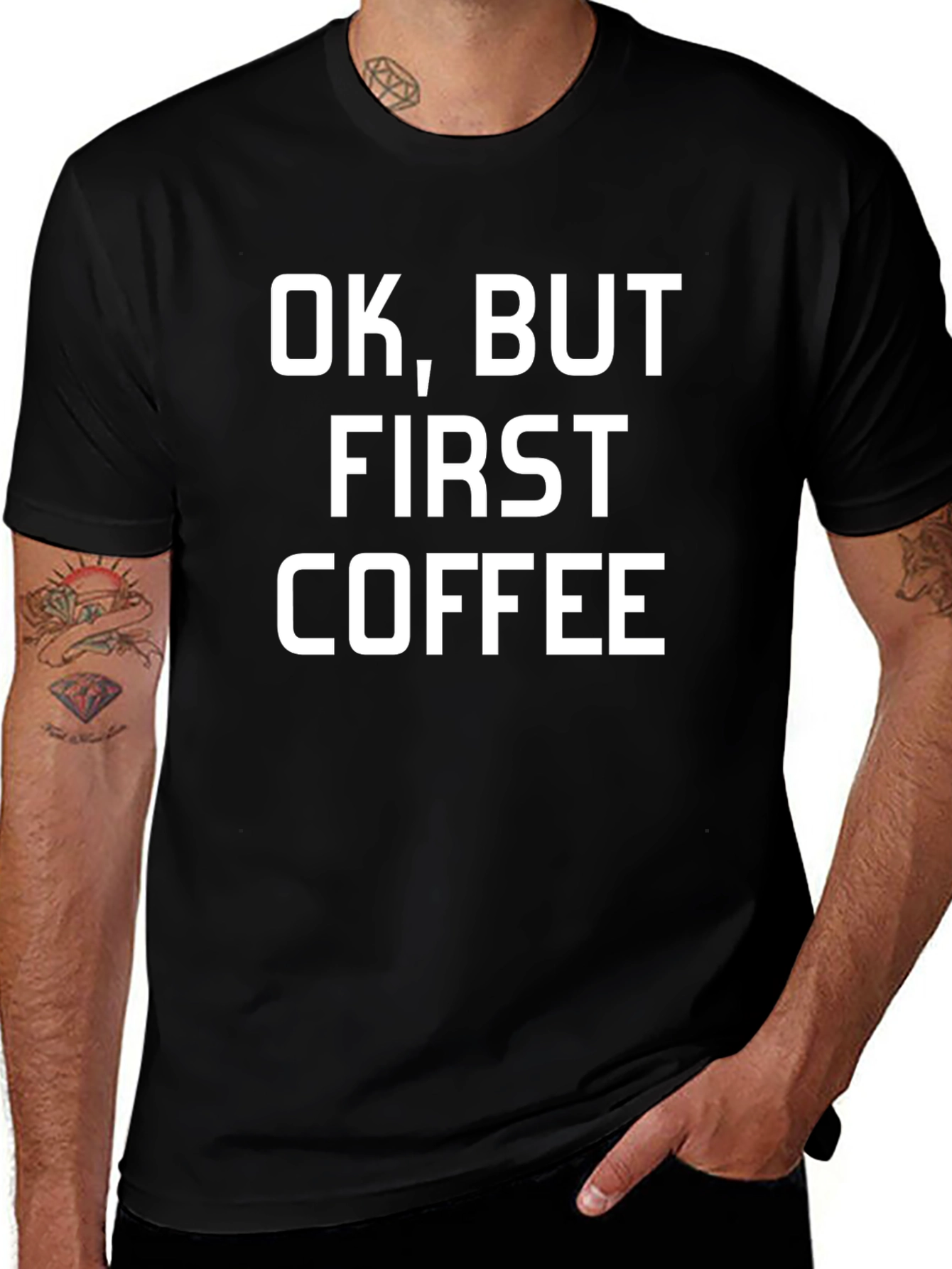 Ok But First Coffee Black Graphic Tee