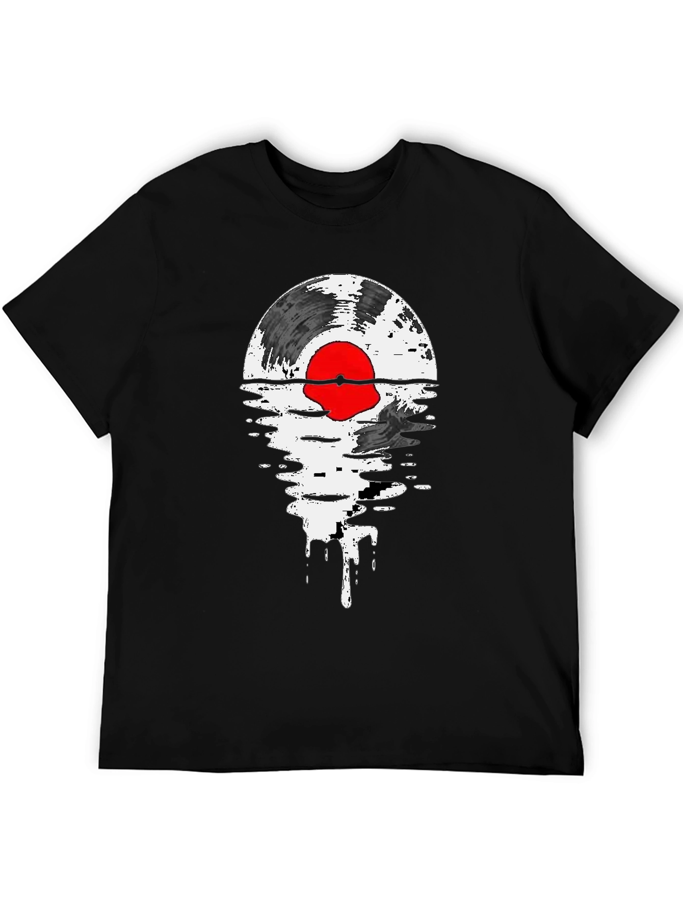 Abstract Vinyl Record Graphic Tee - Black