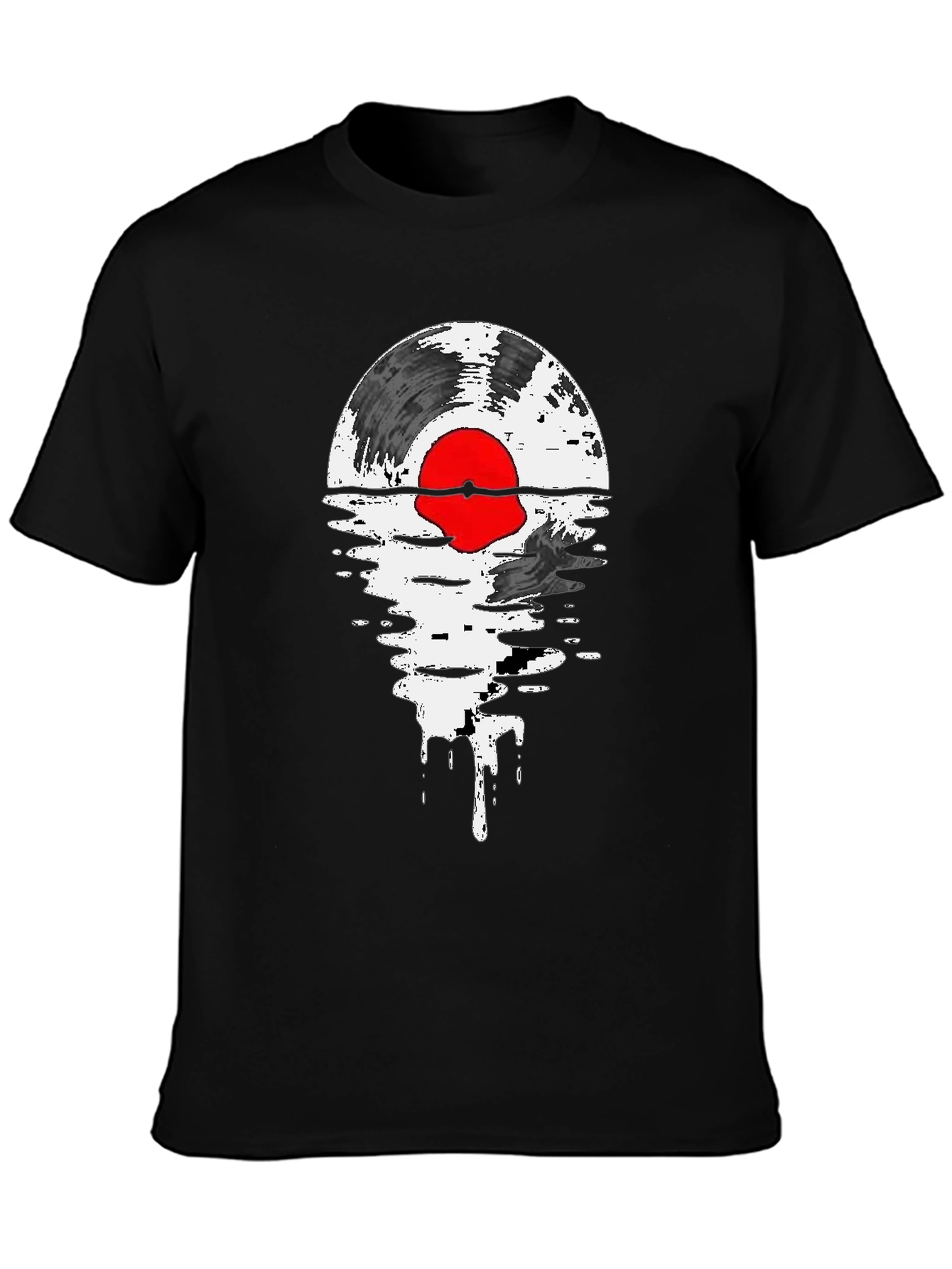 Abstract Vinyl Record Graphic Tee - Black