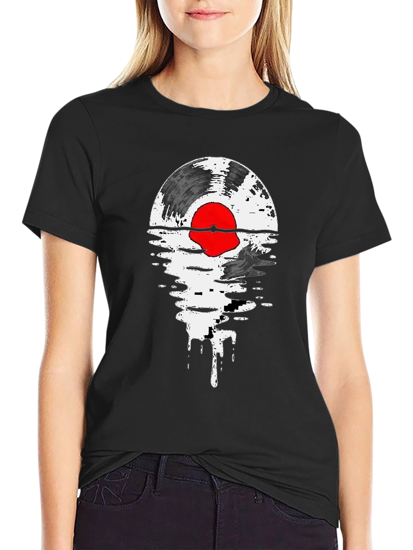 Abstract Vinyl Record Graphic Tee - Black