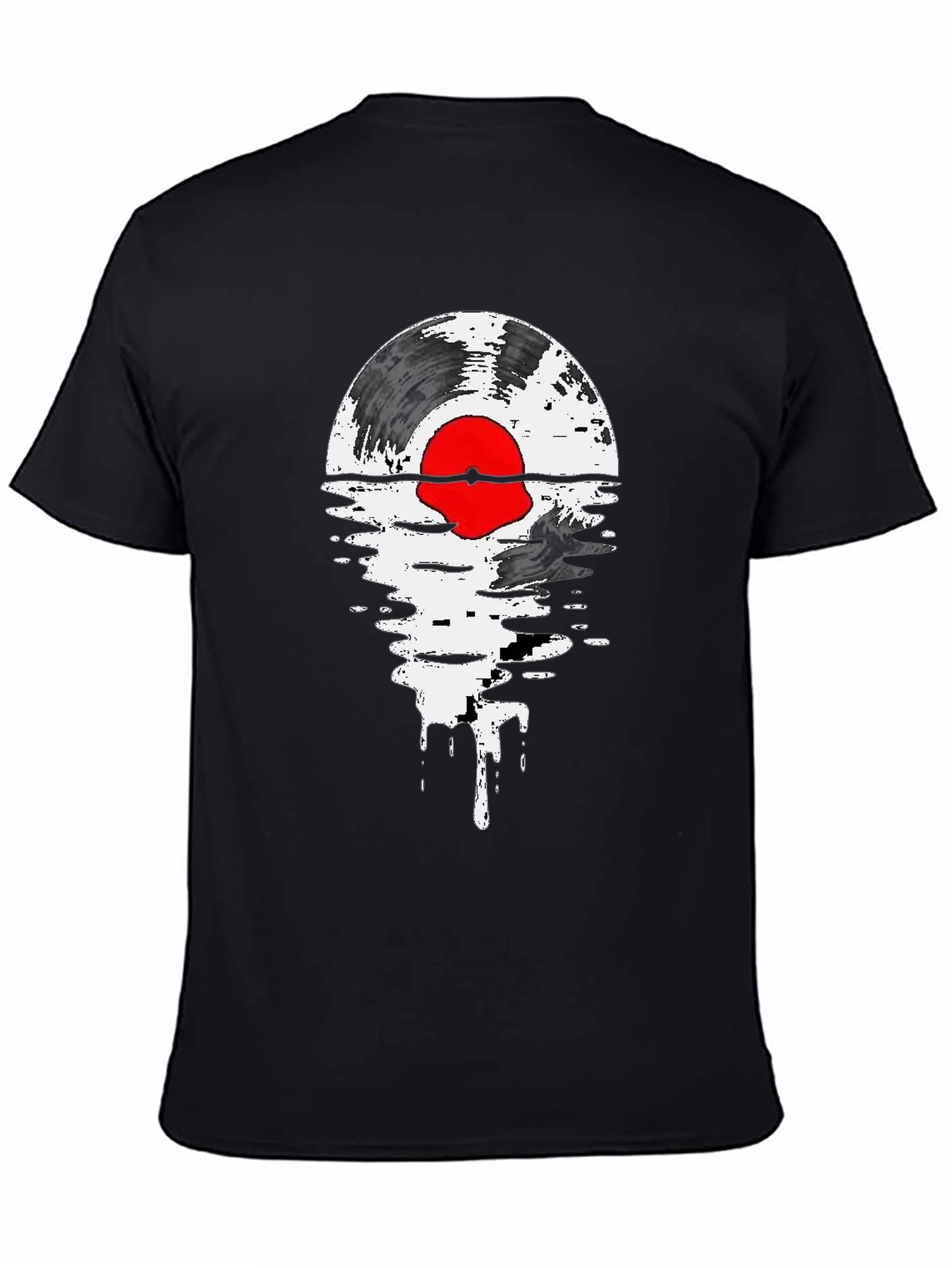 Abstract Vinyl Record Graphic Tee - Black