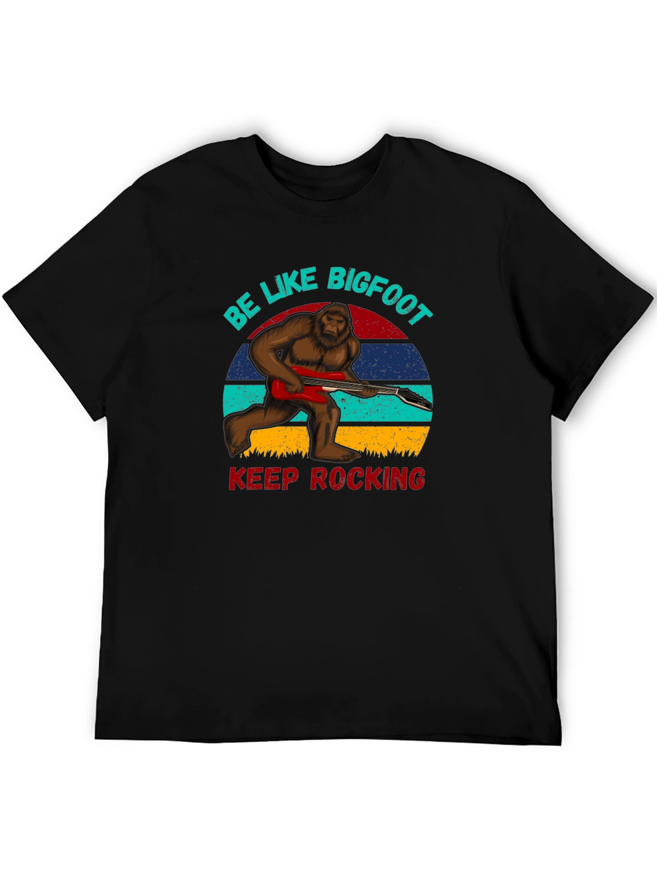 Bigfoot Playing Guitar Tee - Keep Rocking T-Shirt