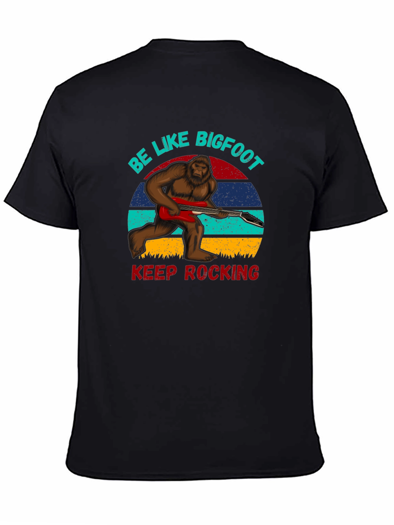 Bigfoot Playing Guitar Tee - Keep Rocking T-Shirt