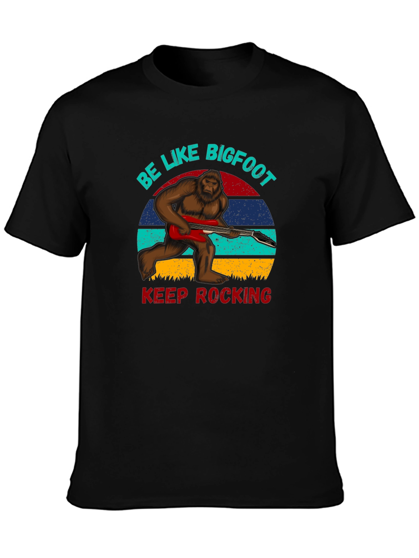 Bigfoot Playing Guitar Tee - Keep Rocking T-Shirt