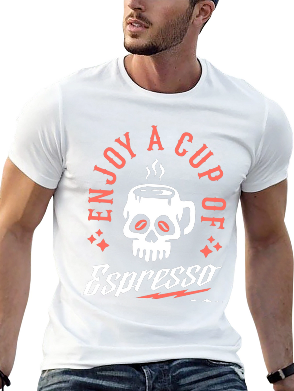 Espresso Skull Graphic T-Shirt