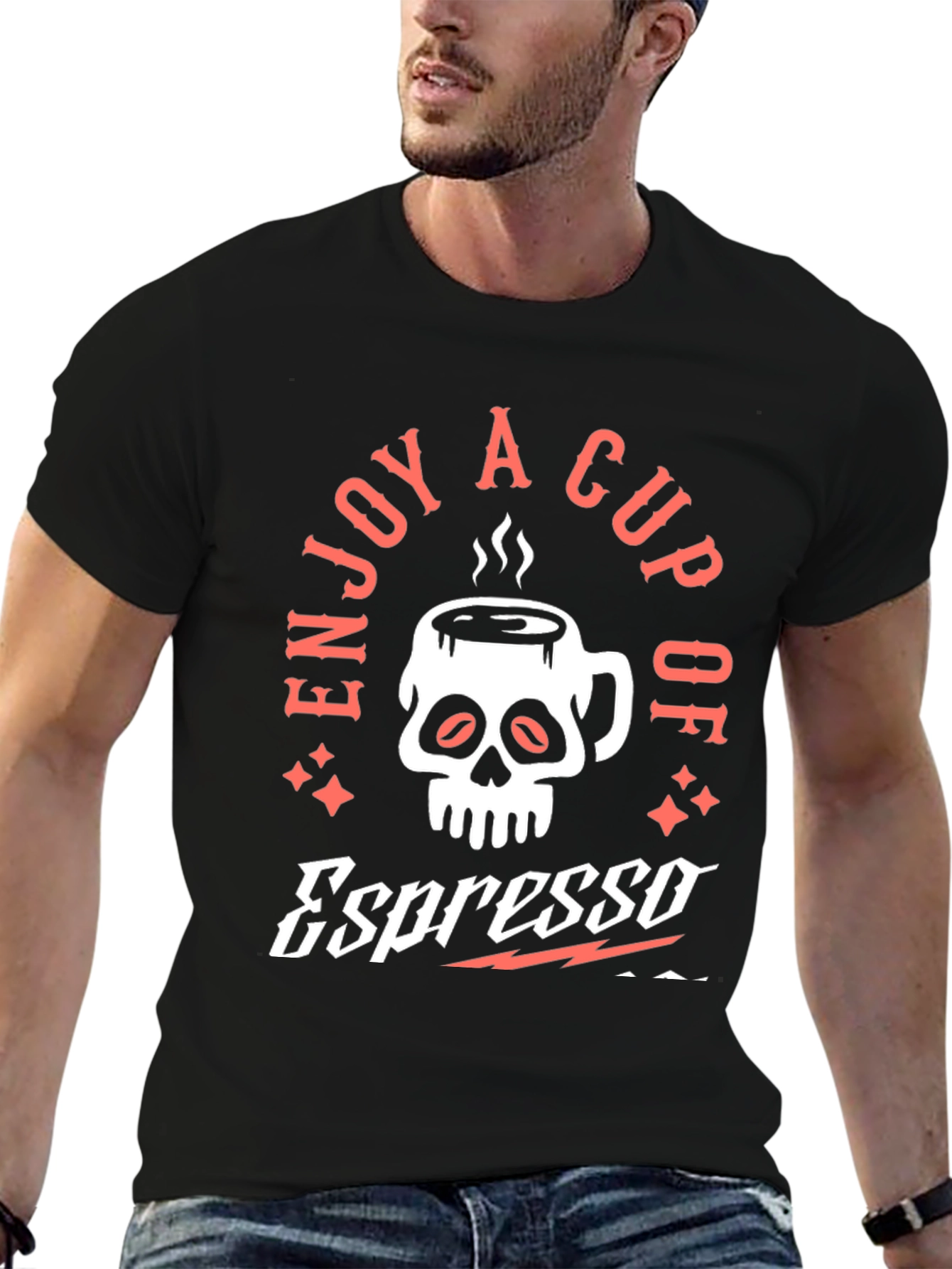 Espresso Skull Graphic T-Shirt