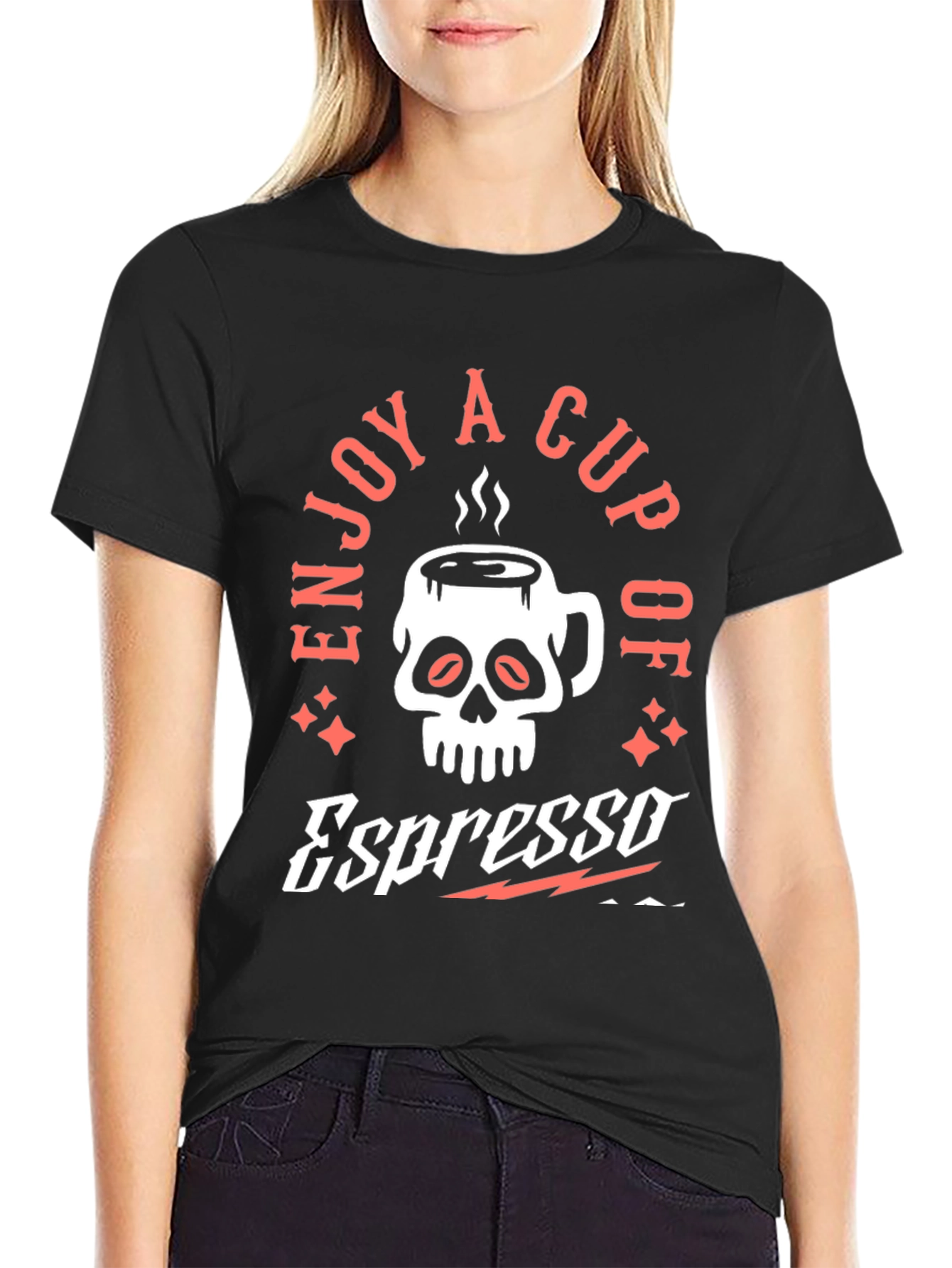 Espresso Skull Graphic T-Shirt