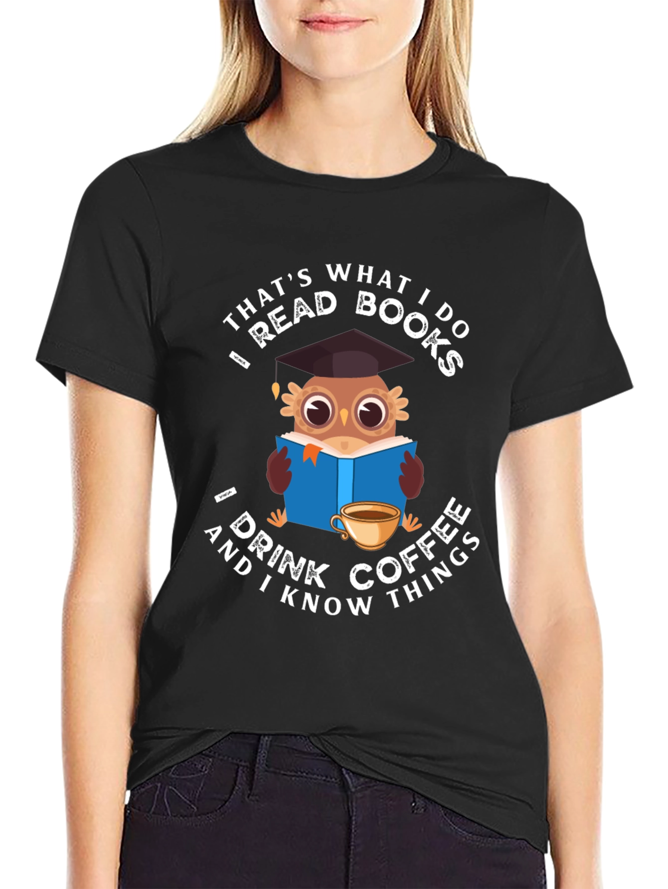 Owl Reading & Coffee T-Shirt