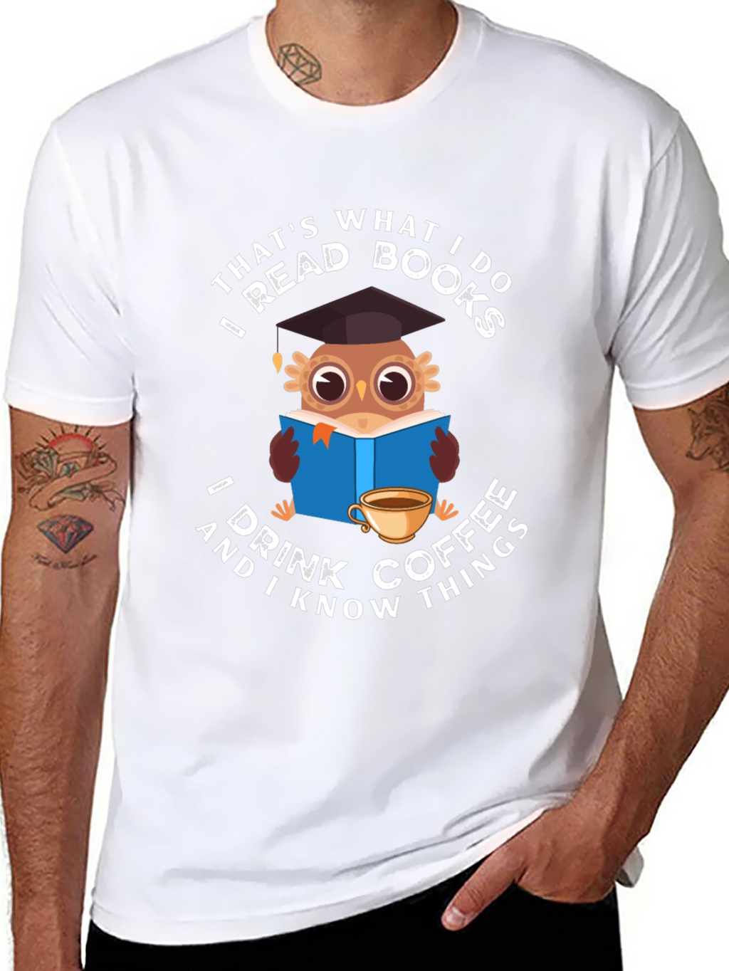 Owl Reading & Coffee T-Shirt
