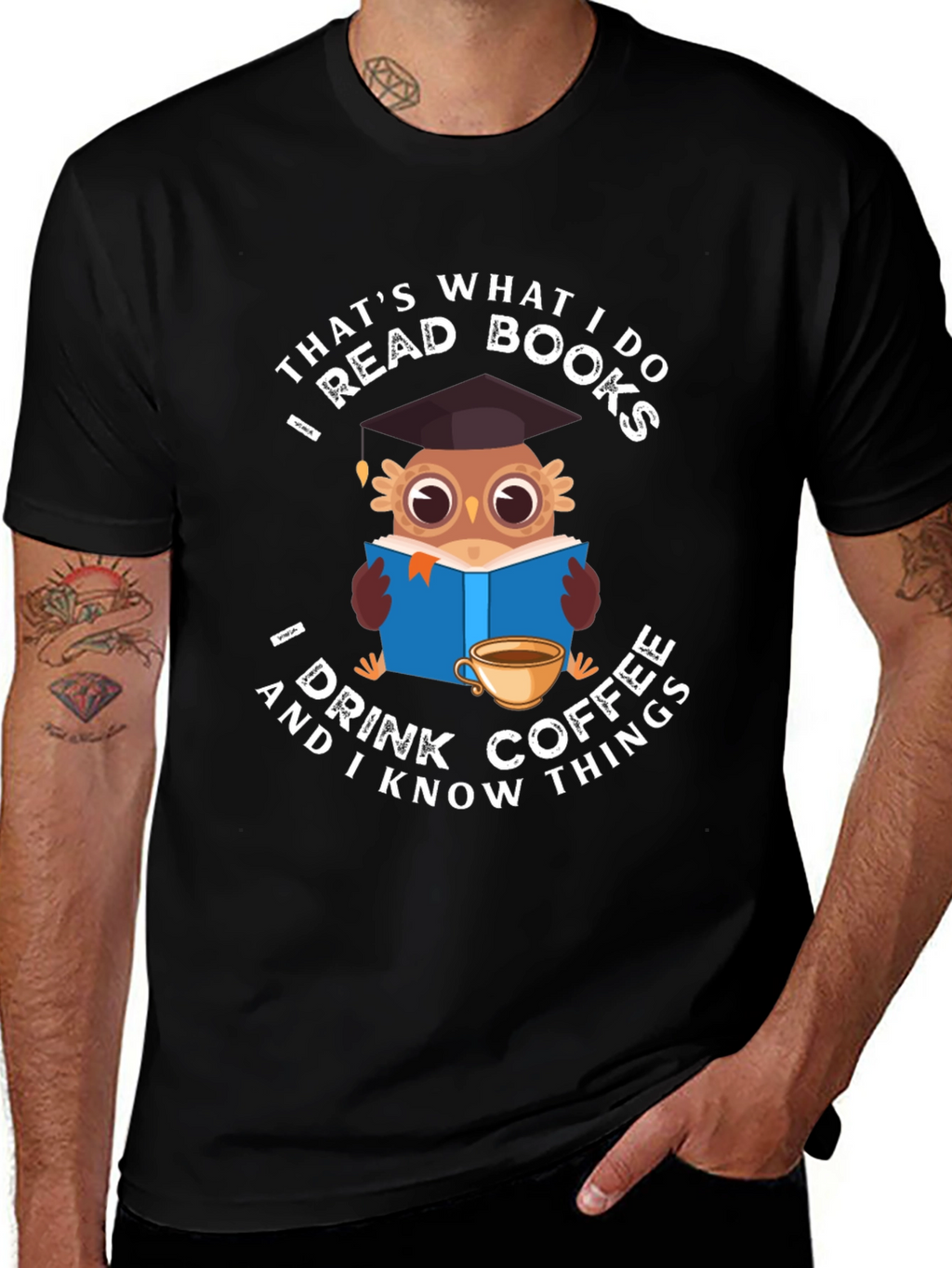 Owl Reading & Coffee T-Shirt