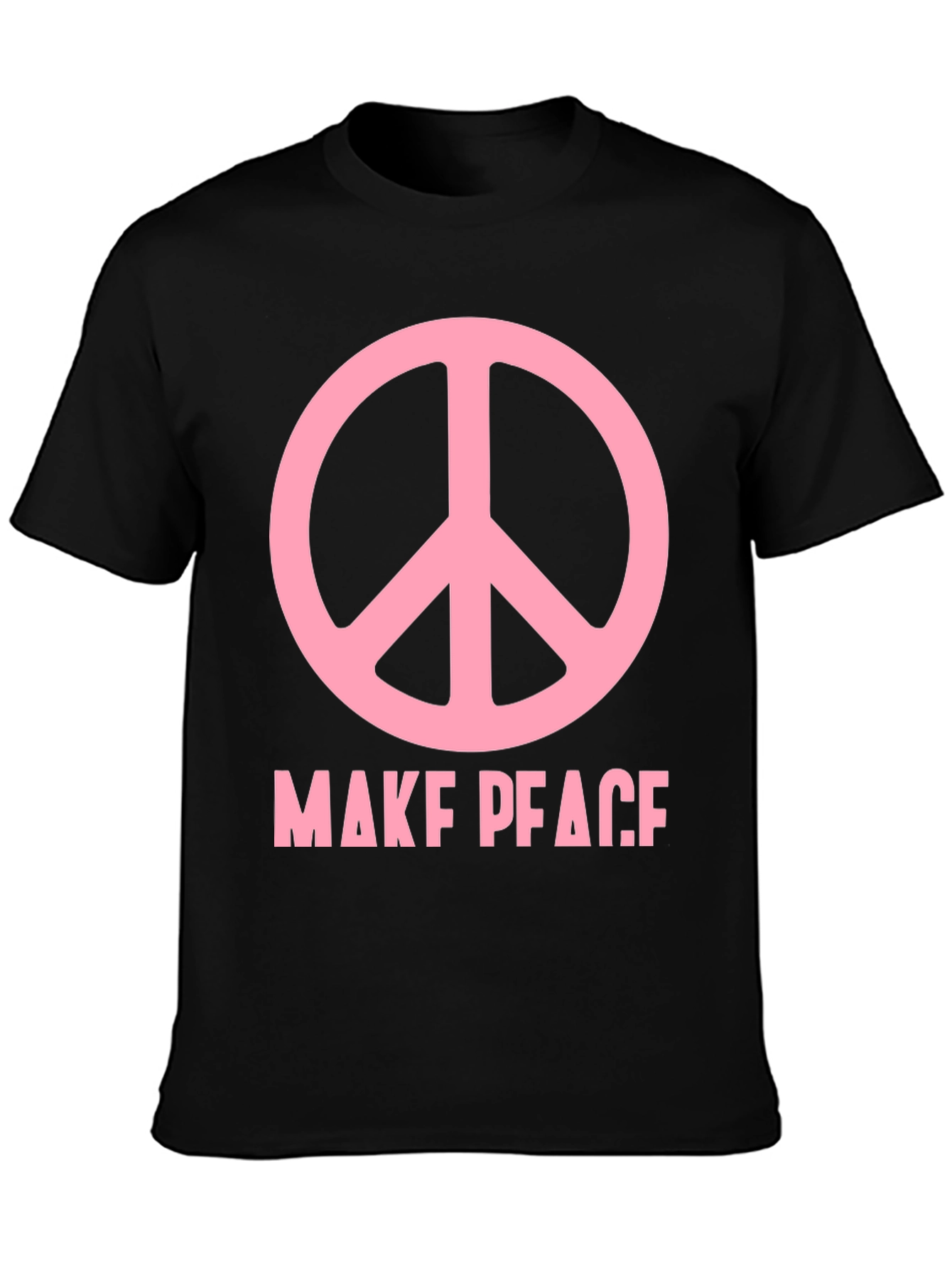 Make Peace T-Shirt - Pink Peace Sign Black Tee