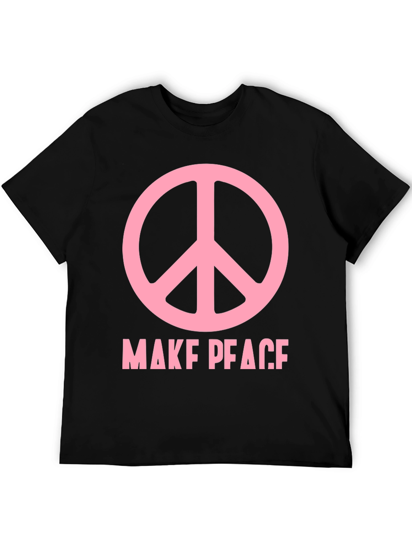 Make Peace T-Shirt - Pink Peace Sign Black Tee