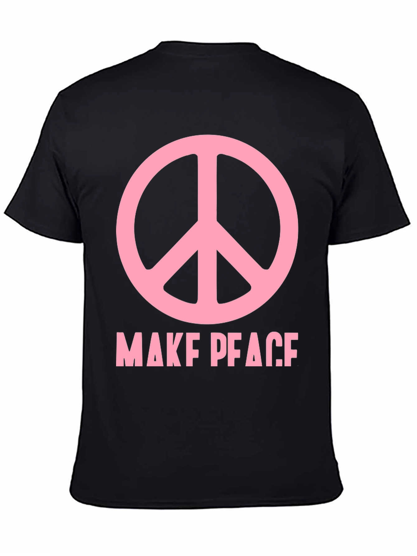 Make Peace T-Shirt - Pink Peace Sign Black Tee