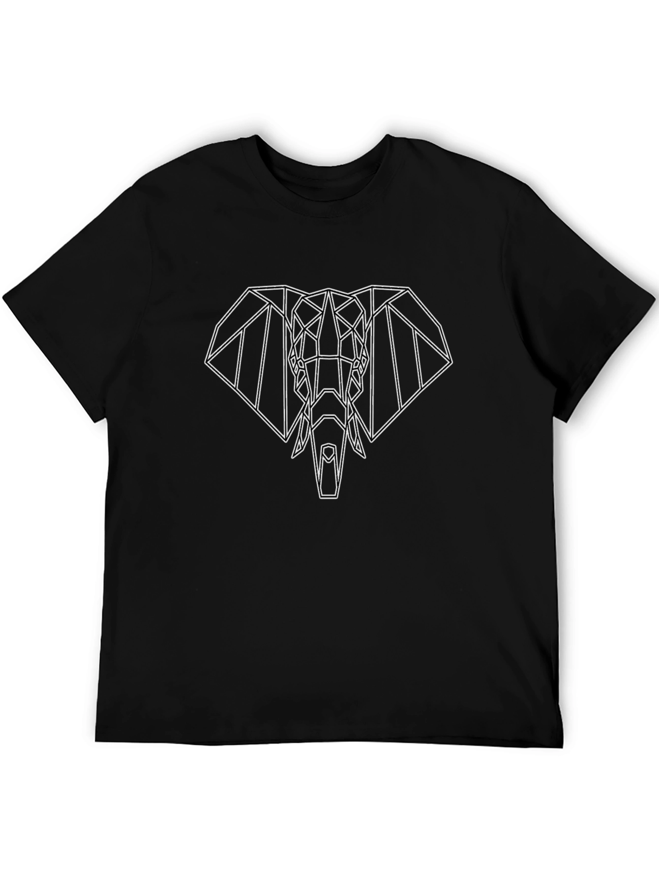Geometric Elephant Graphic Tee - Modern Black T-Shirt