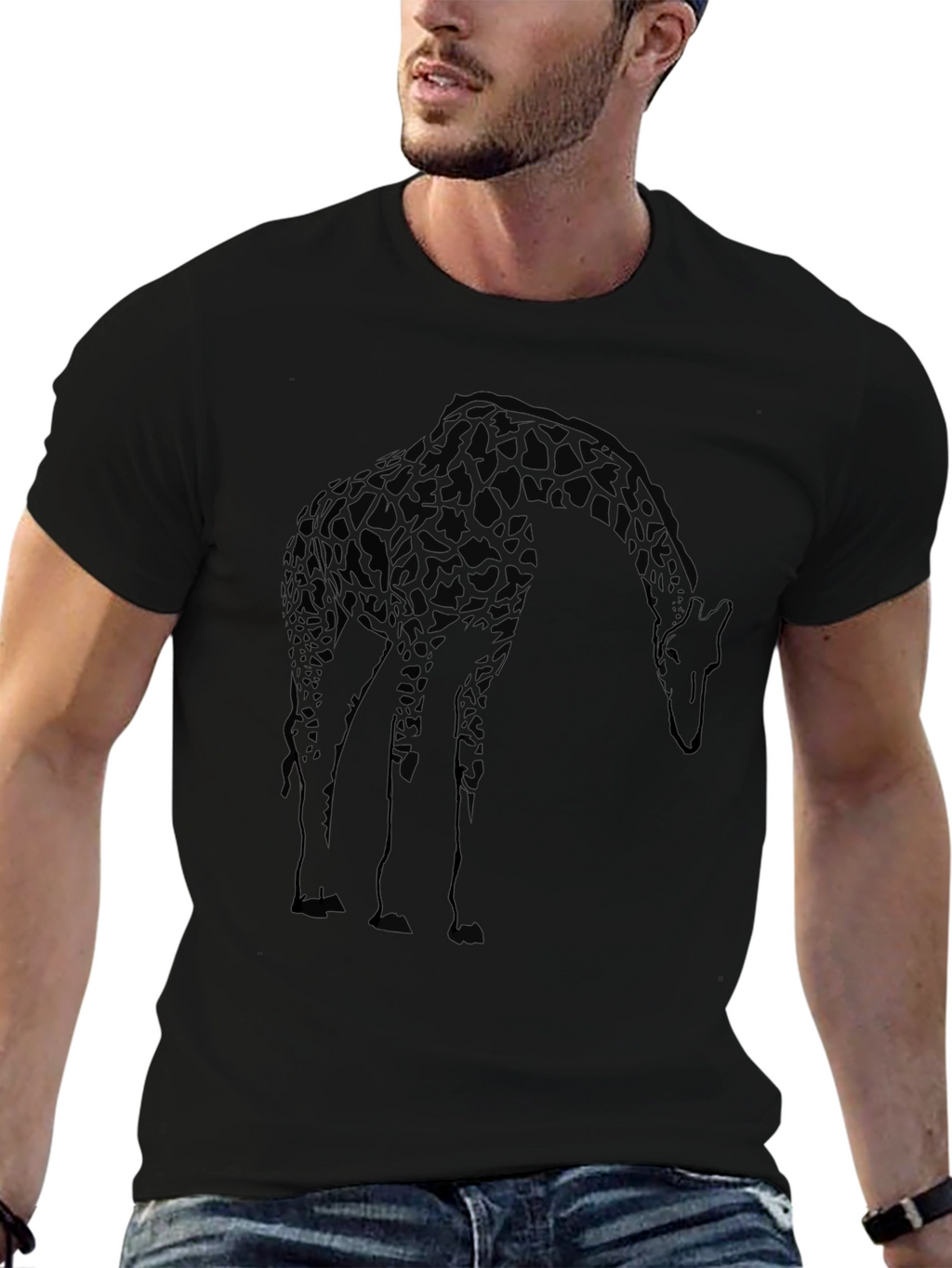 Giraffe Graphic Black T-Shirt - Casual Cool