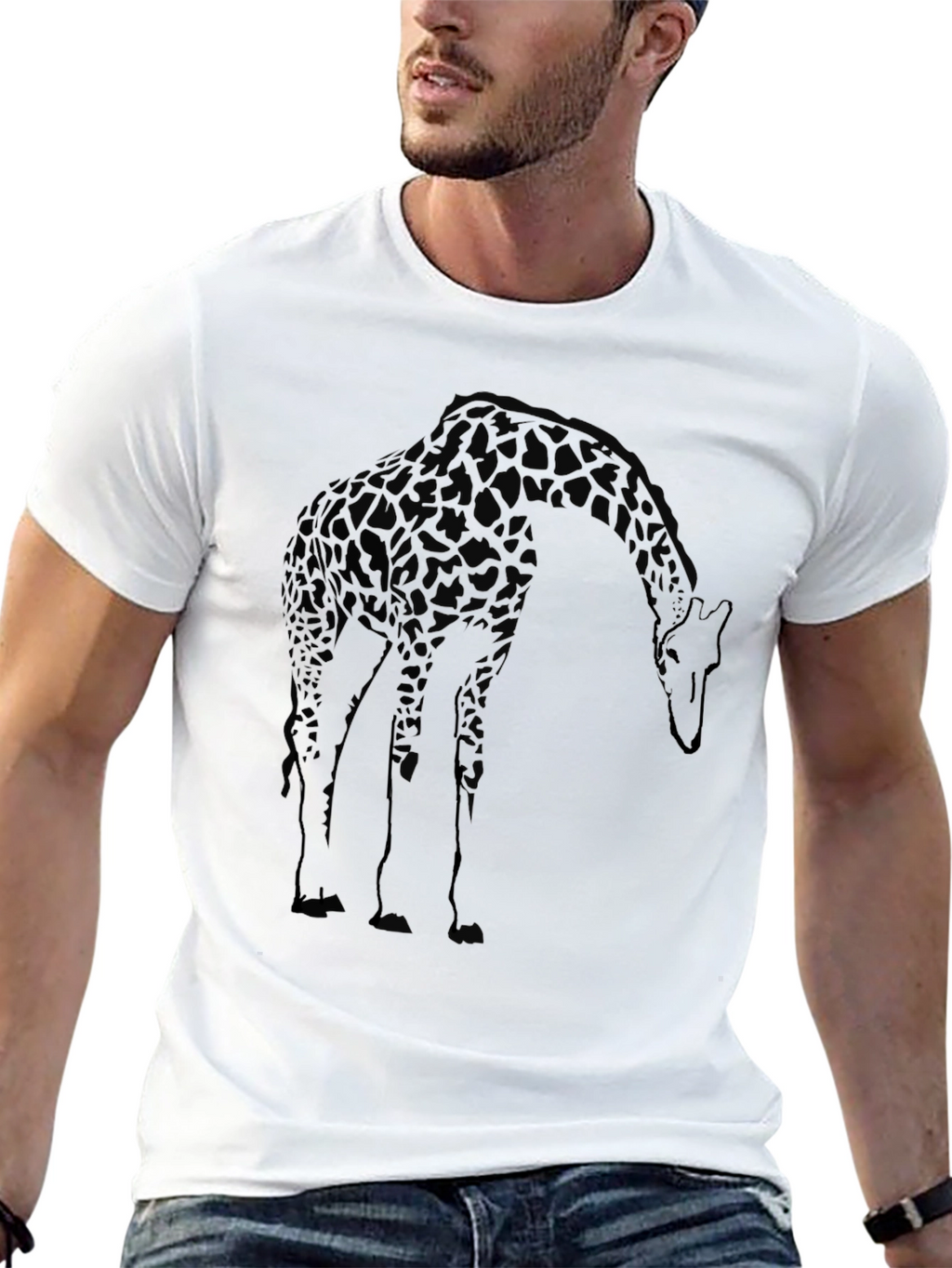 Giraffe Graphic Black T-Shirt - Casual Cool