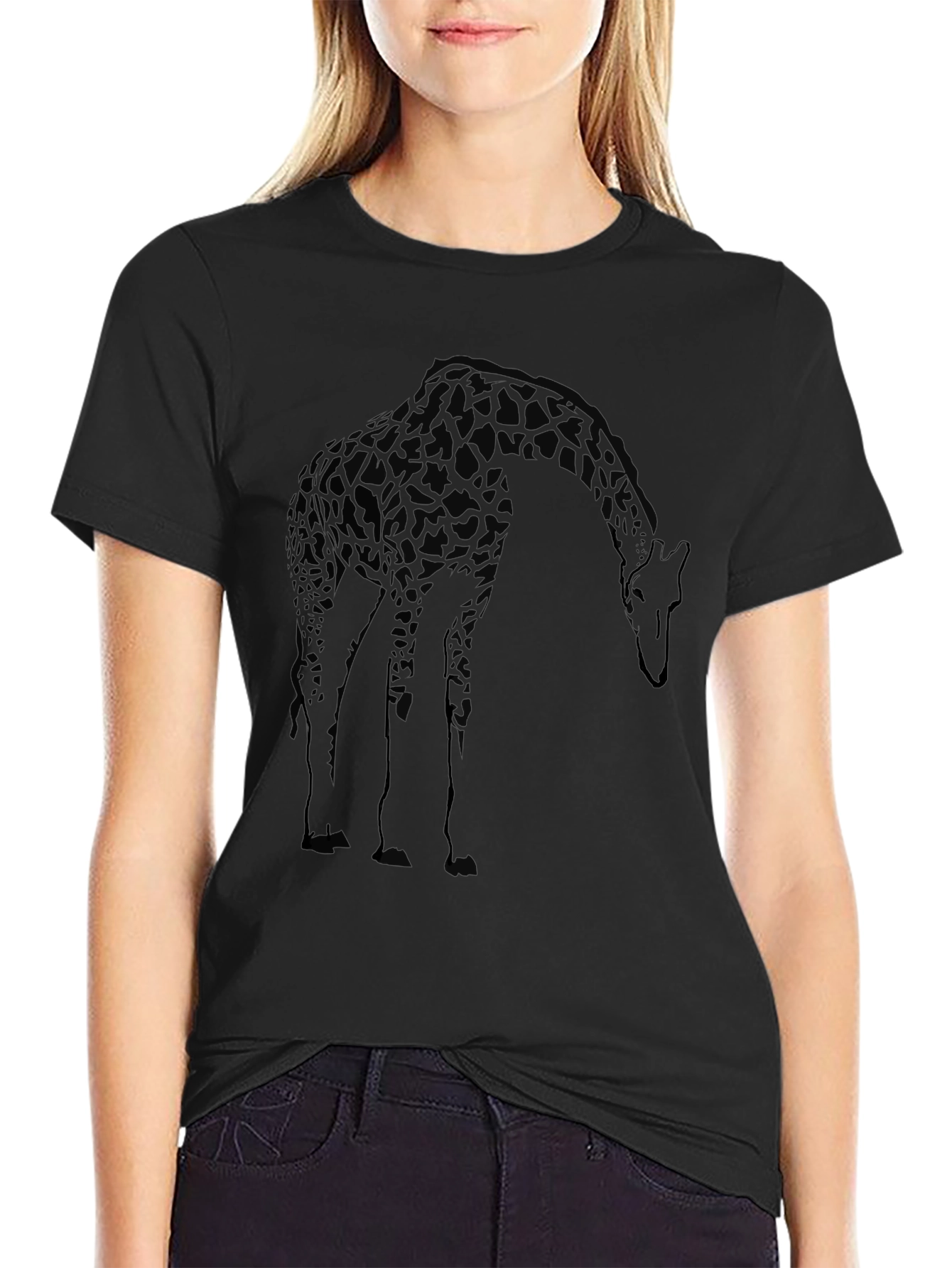 Giraffe Graphic Black T-Shirt - Casual Cool