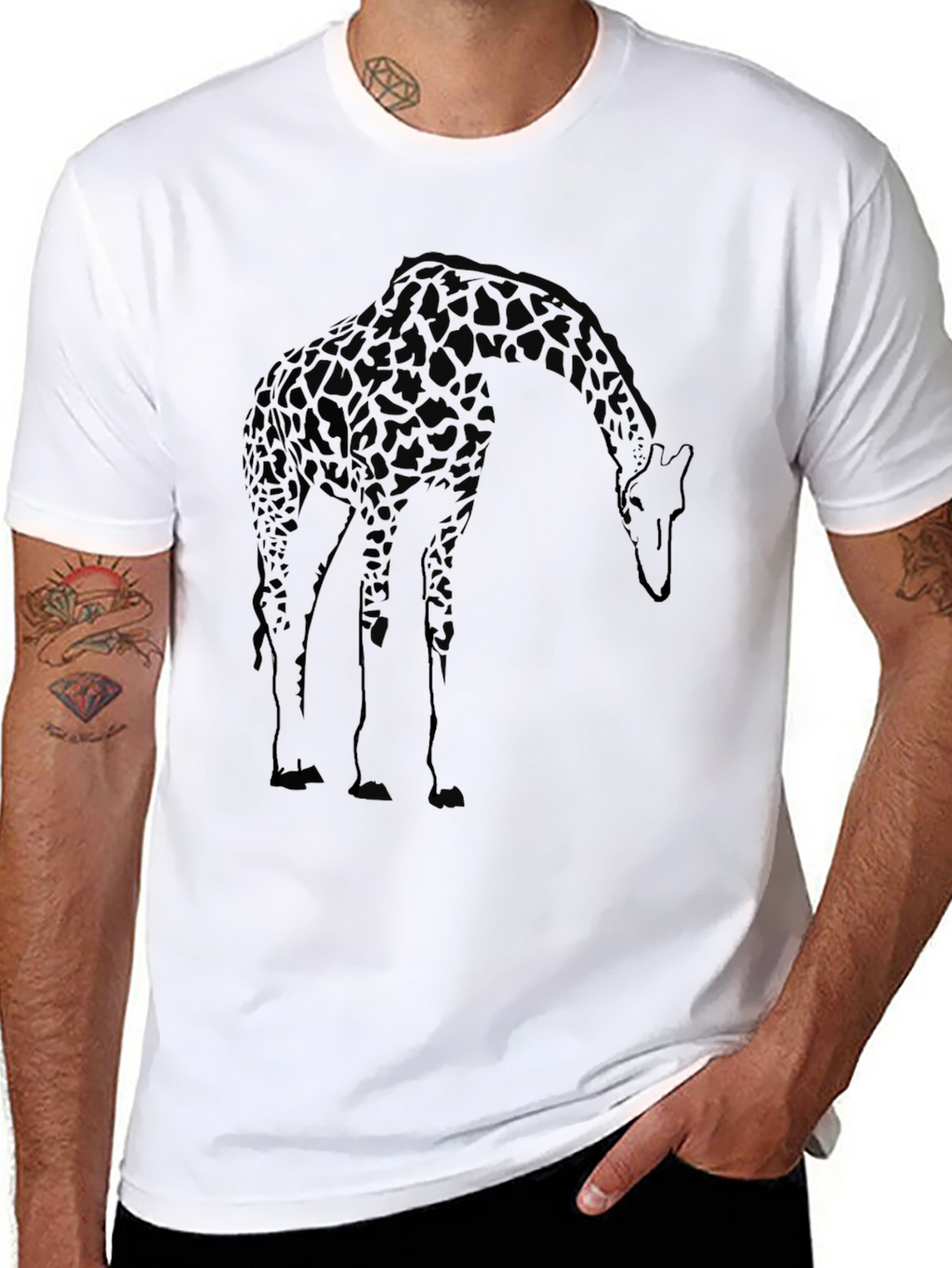 Giraffe Graphic Black T-Shirt - Casual Cool