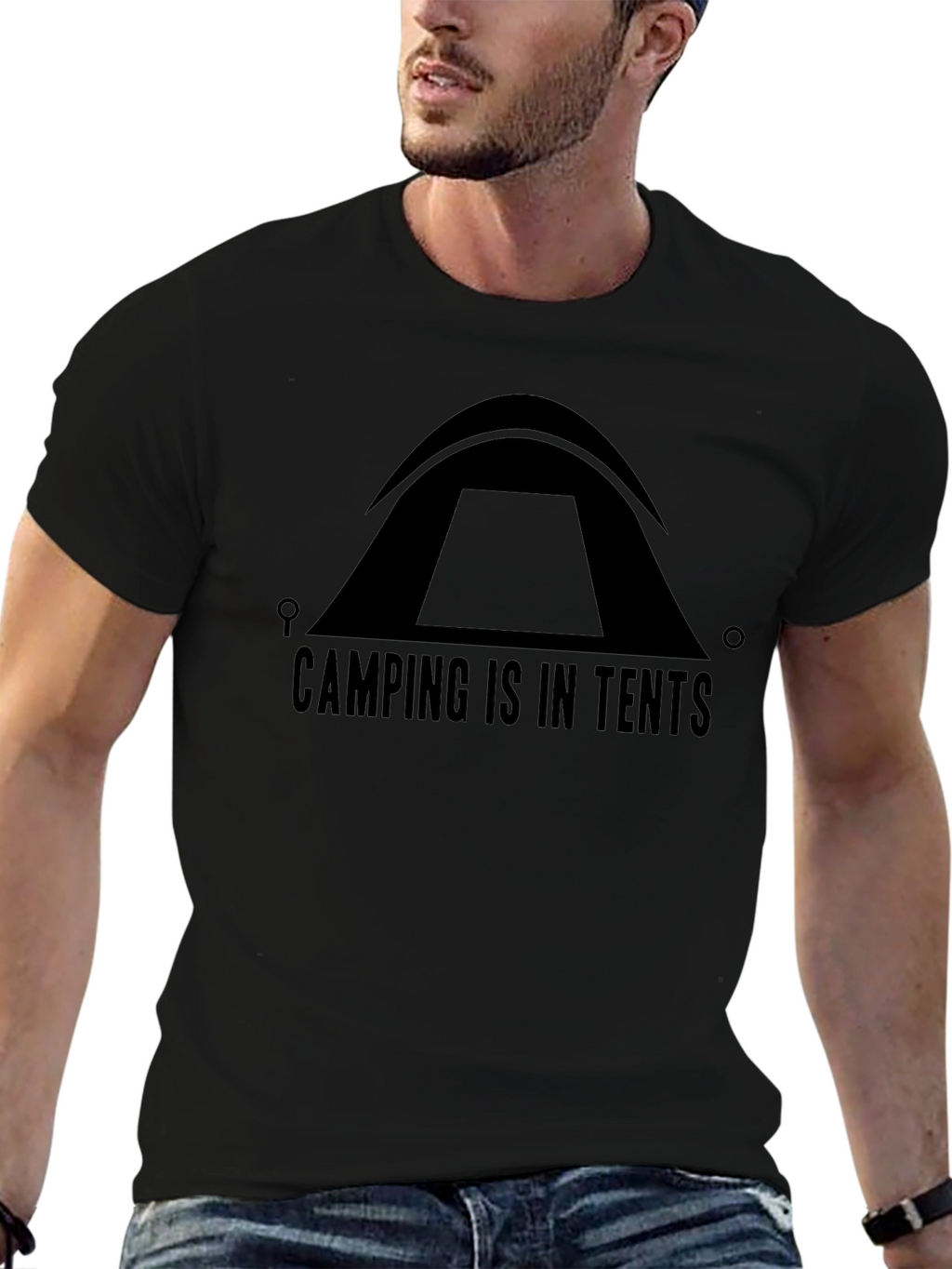 Camping Is In Tents Black T-Shirt