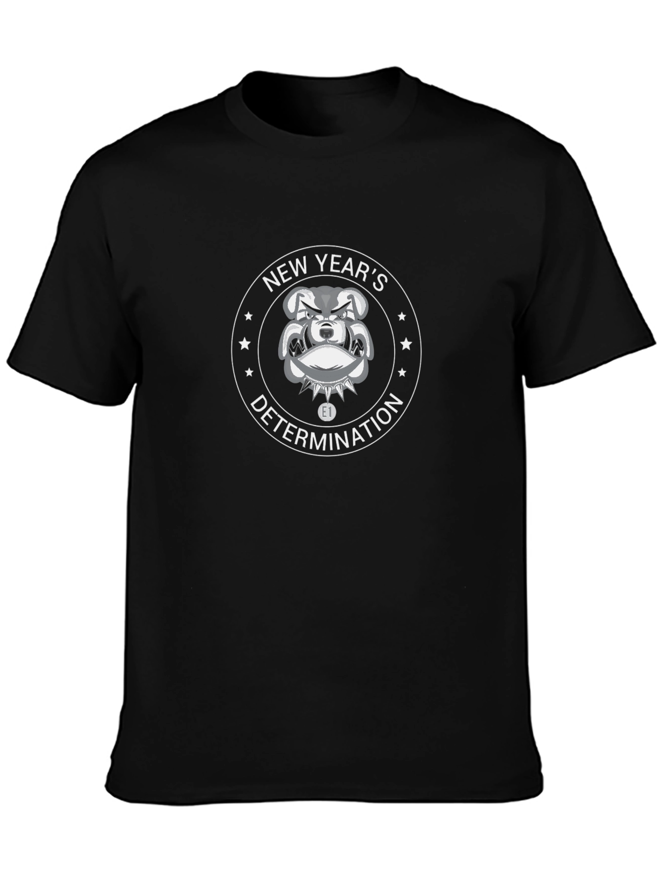 New Years Determination Bulldog Black T-Shirt