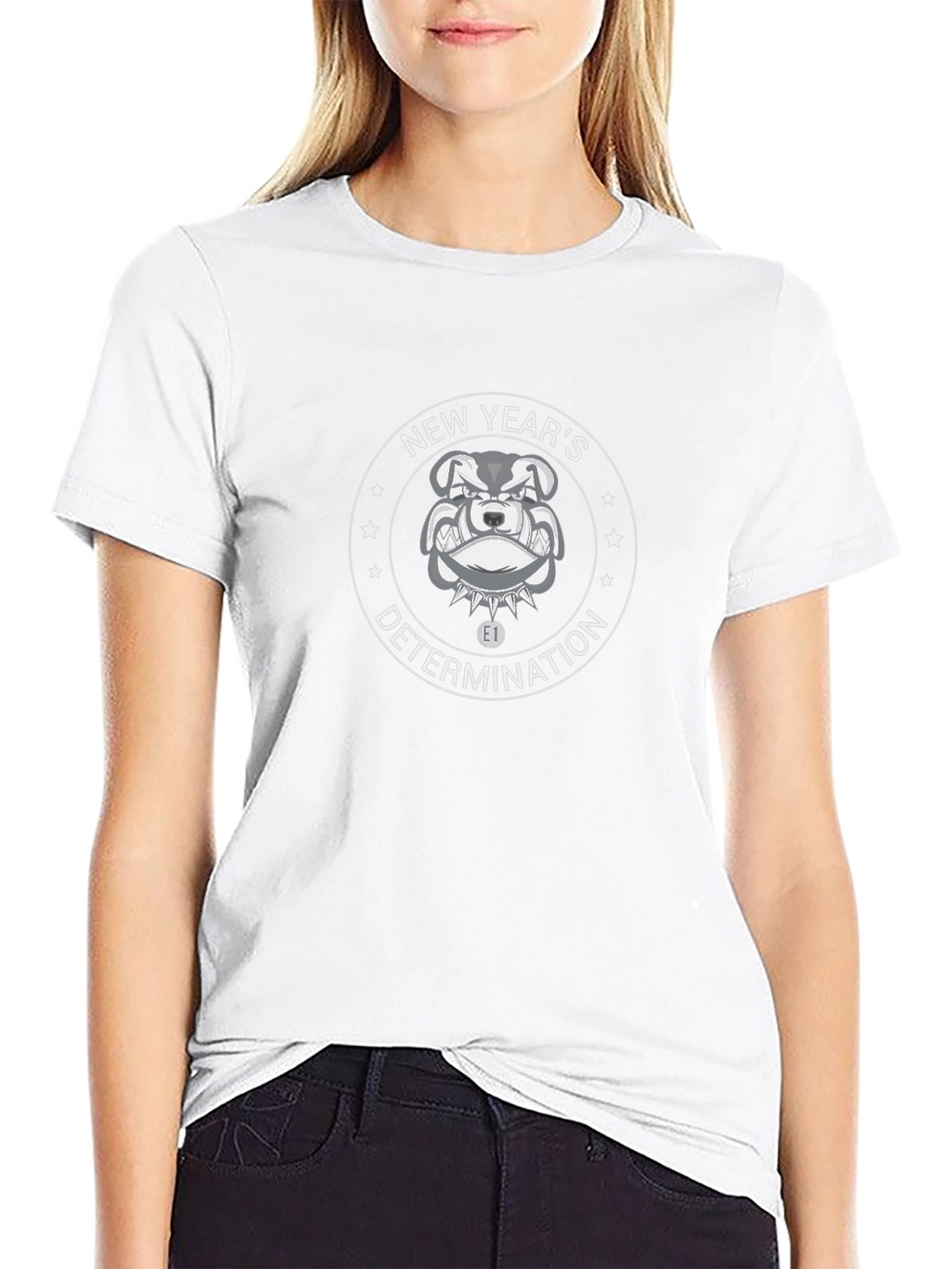 New Years Determination Bulldog Black T-Shirt